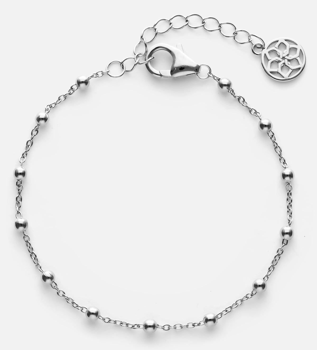 Dotted Chain Bracelet in Rhodium Plating on 925 Silver - Ash & Harry