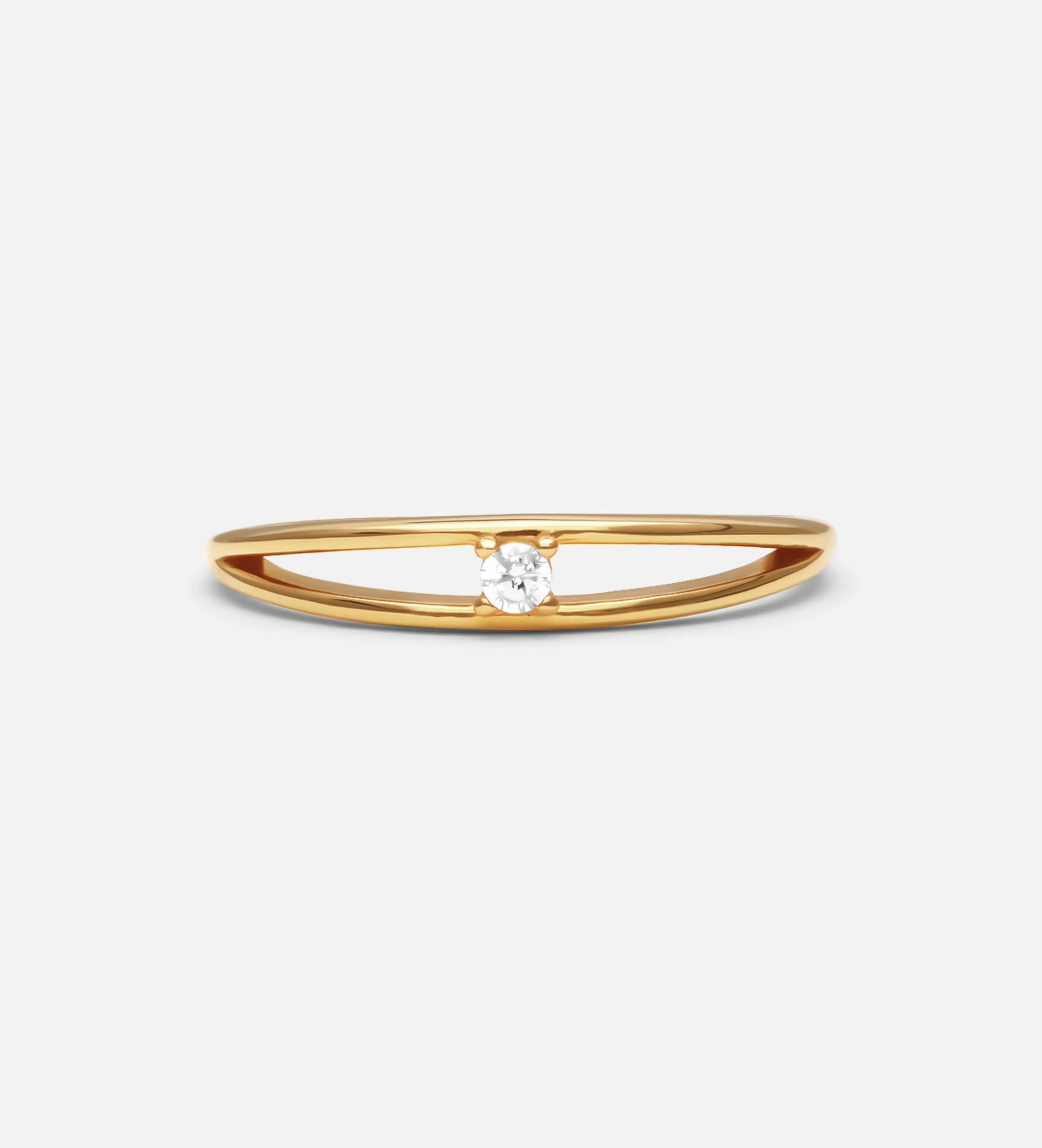 Double Band Solitaire Ring in Gold