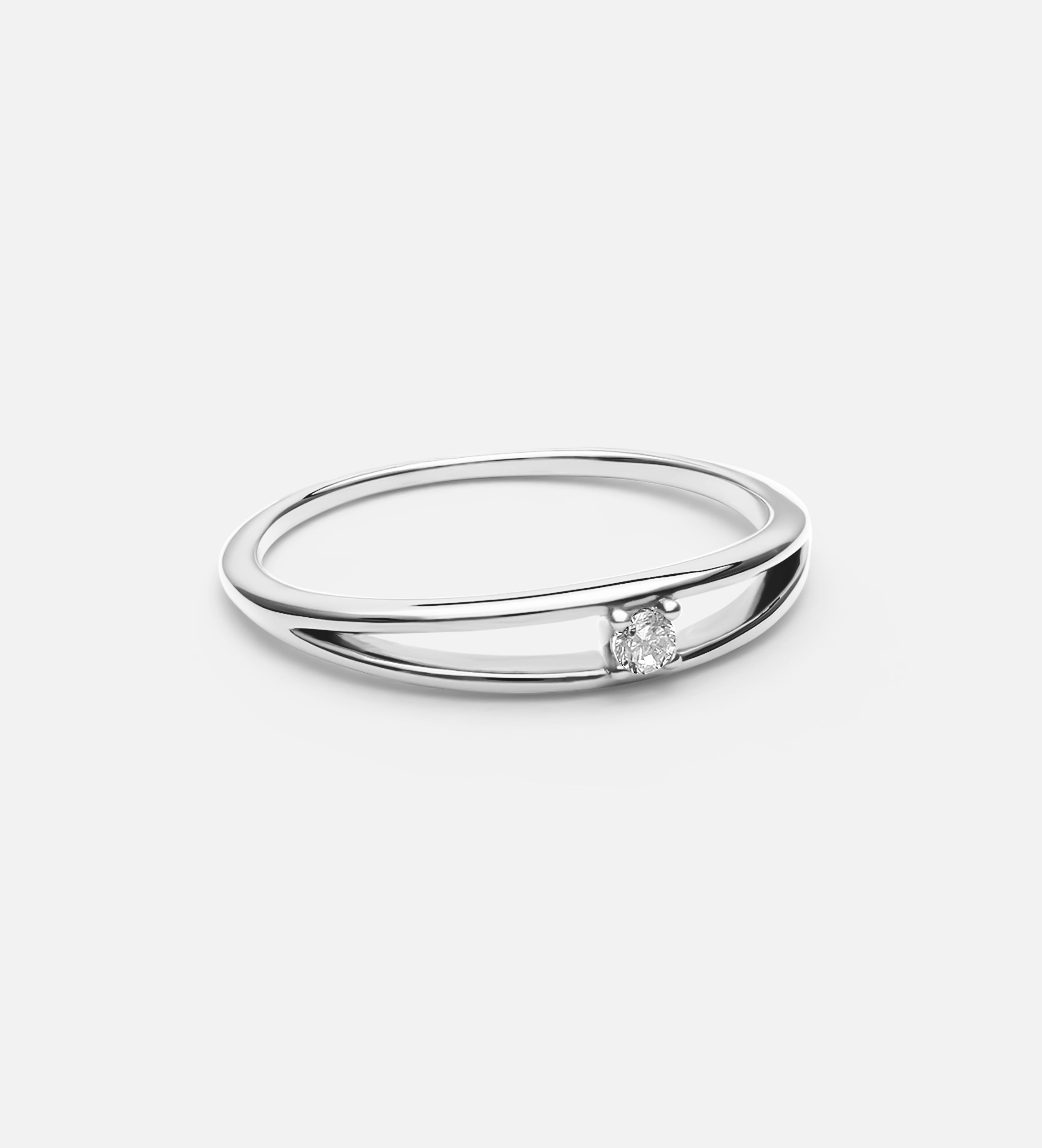 Double Band Solitaire Ring in Silver
