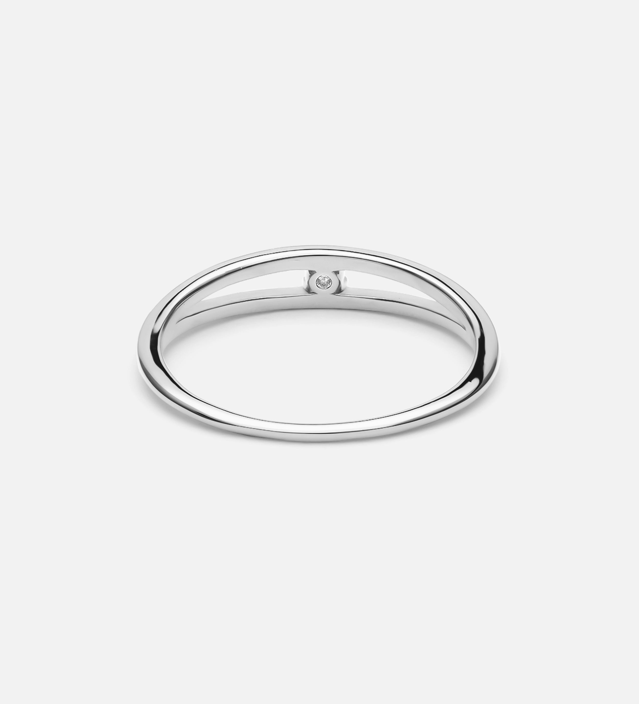 Double Band Solitaire Ring in Silver