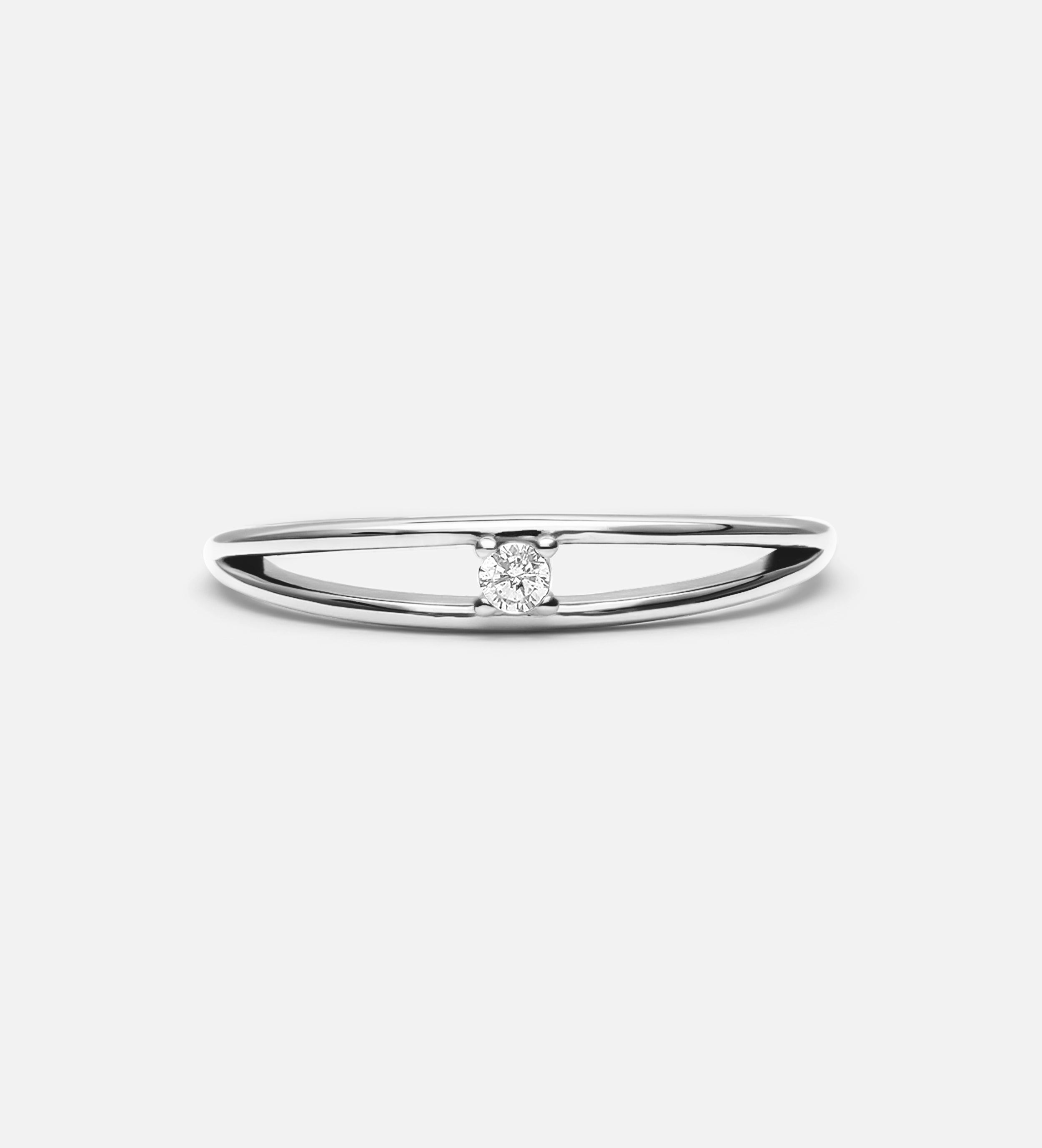 Double Band Solitaire Ring in Silver