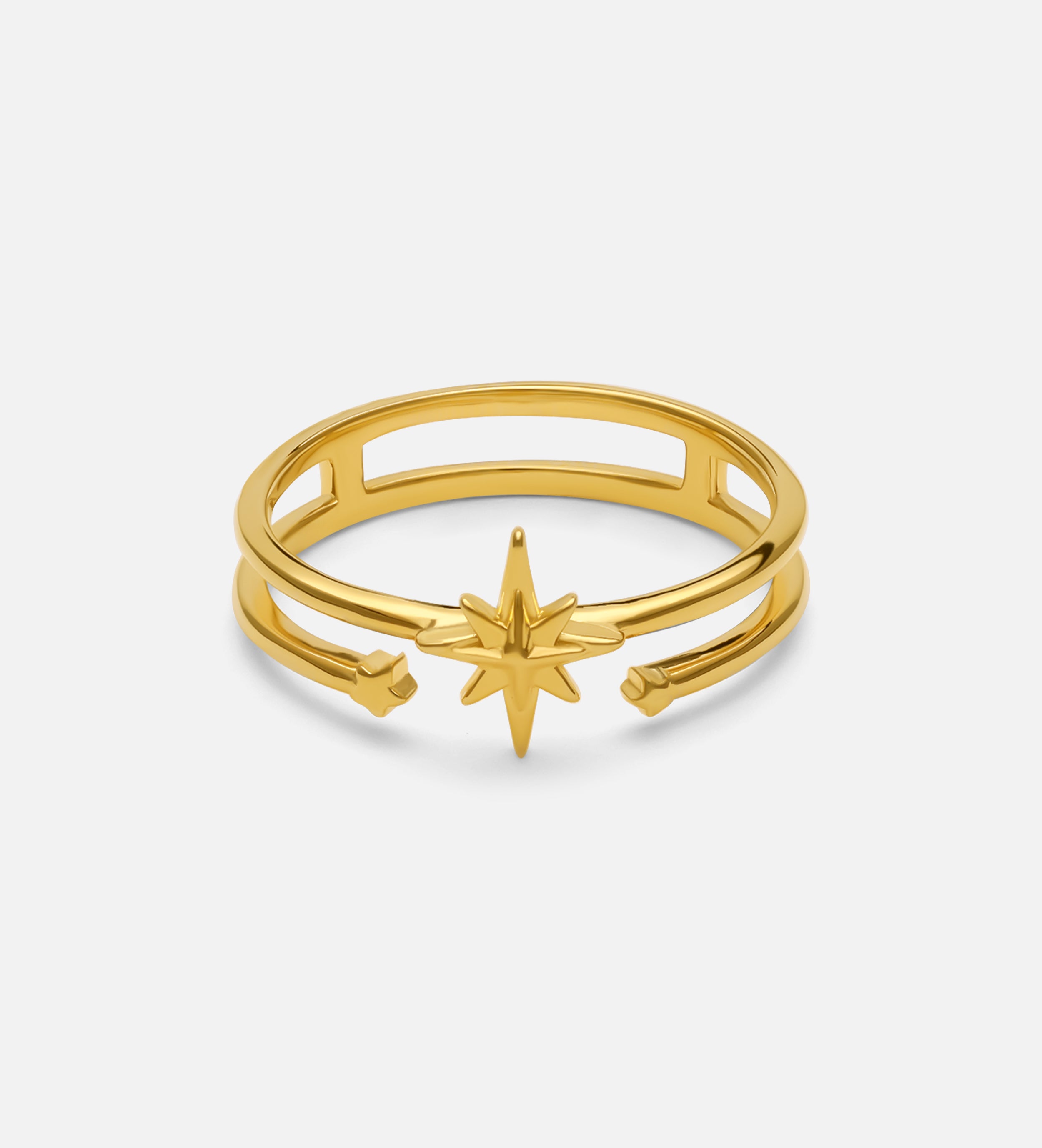 Double Band Starburst Ring in Gold