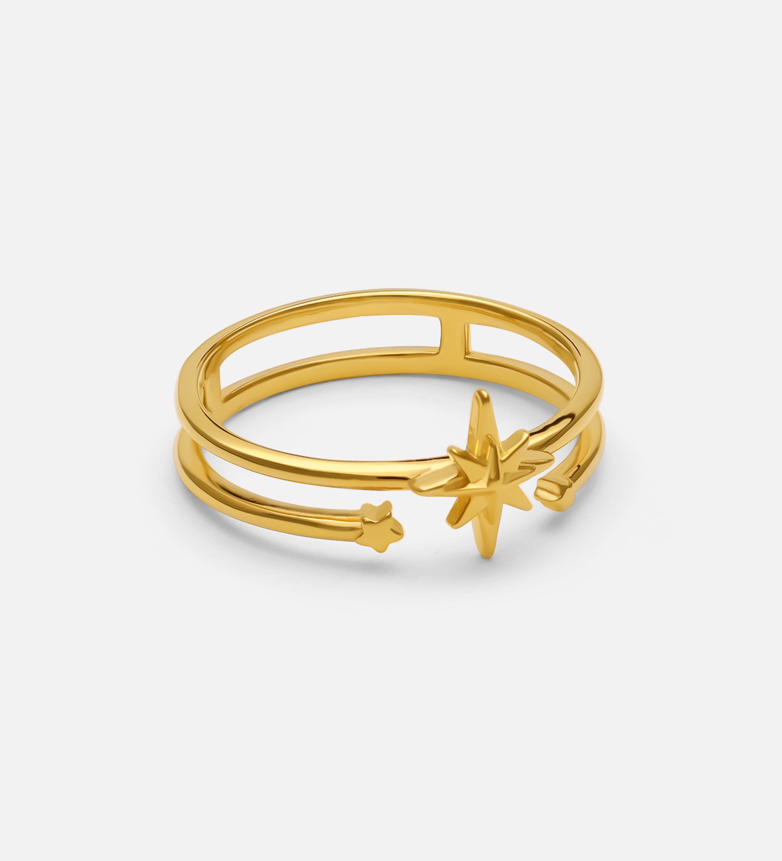 Double Band Starburst Ring in Gold