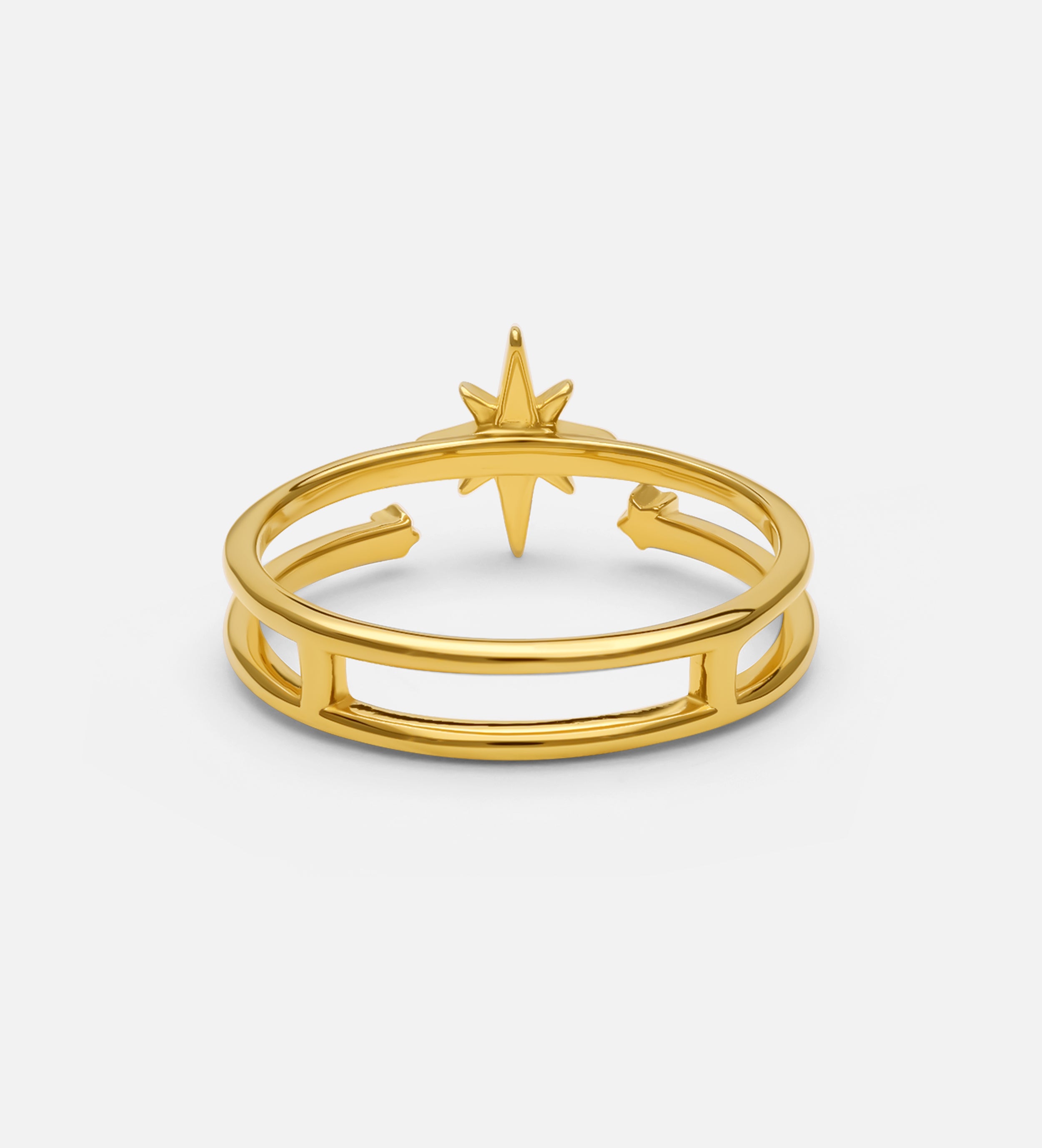 Double Band Starburst Ring in Gold