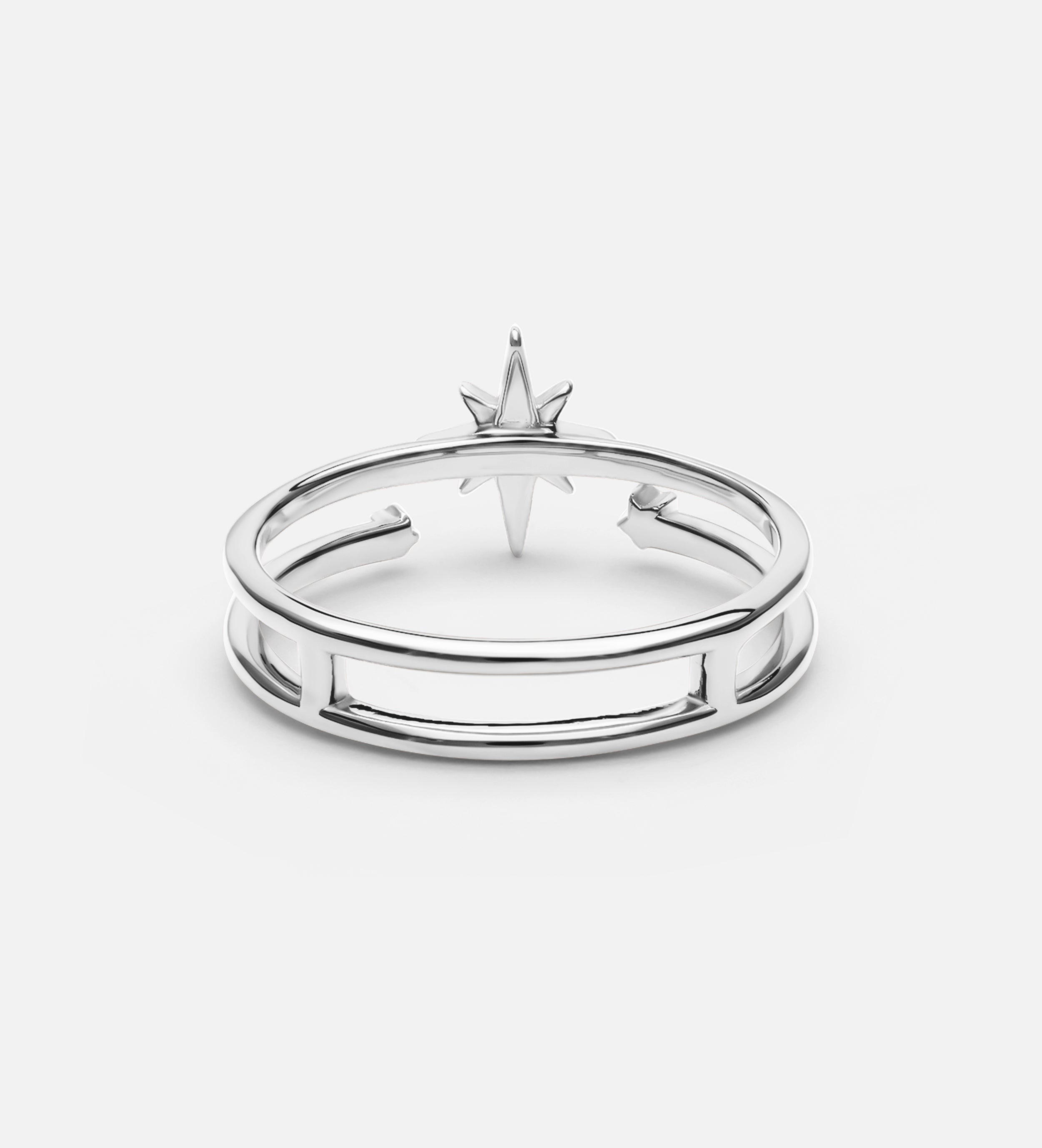 Double Band Starburst Ring in Silver