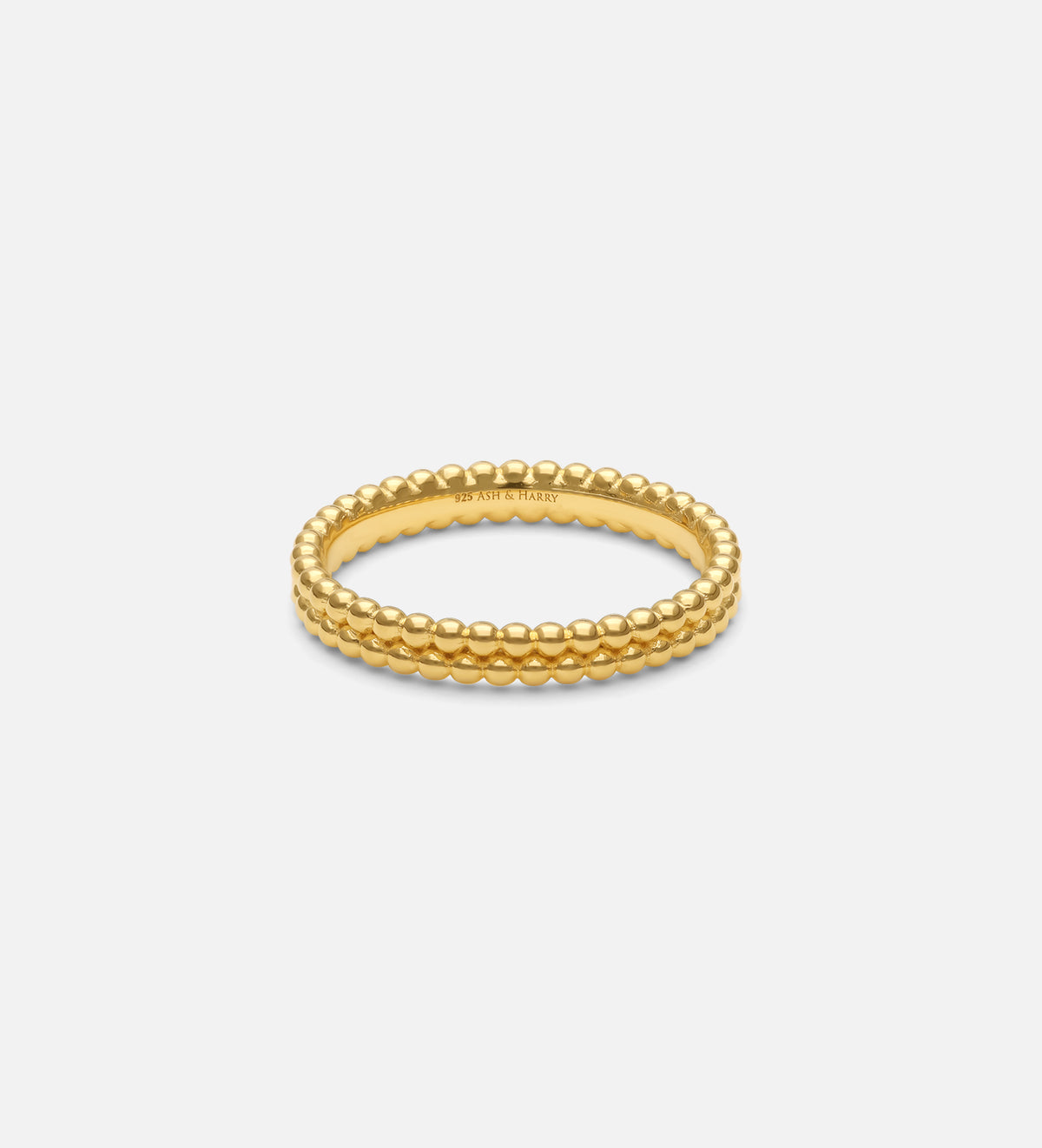 Double Beaded Stacker Ring in 18k Gold Plating on 925 Silver - Ash & Harry