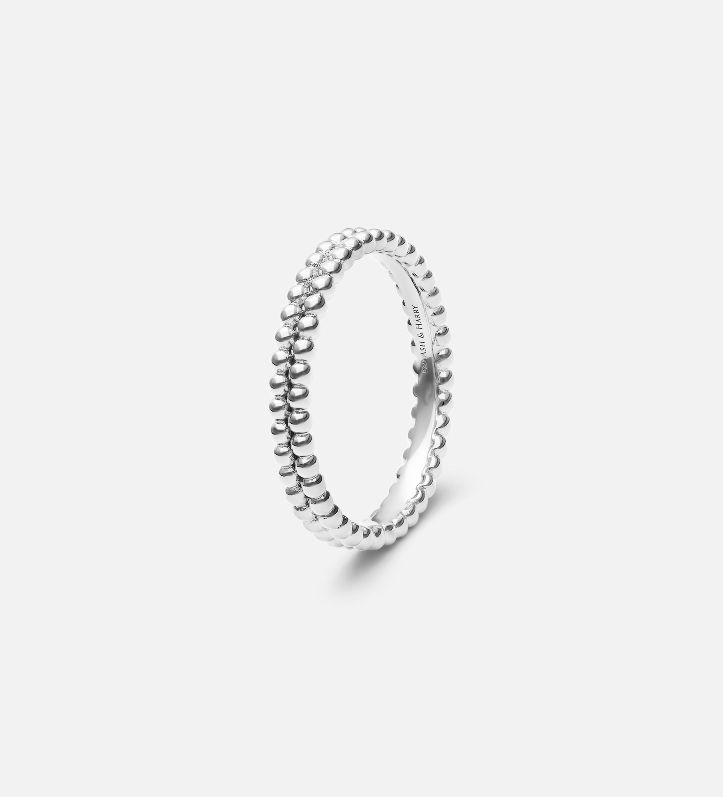 Double Beaded Stacker Ring in Silver