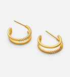 Double Huggie Earrings in Gold