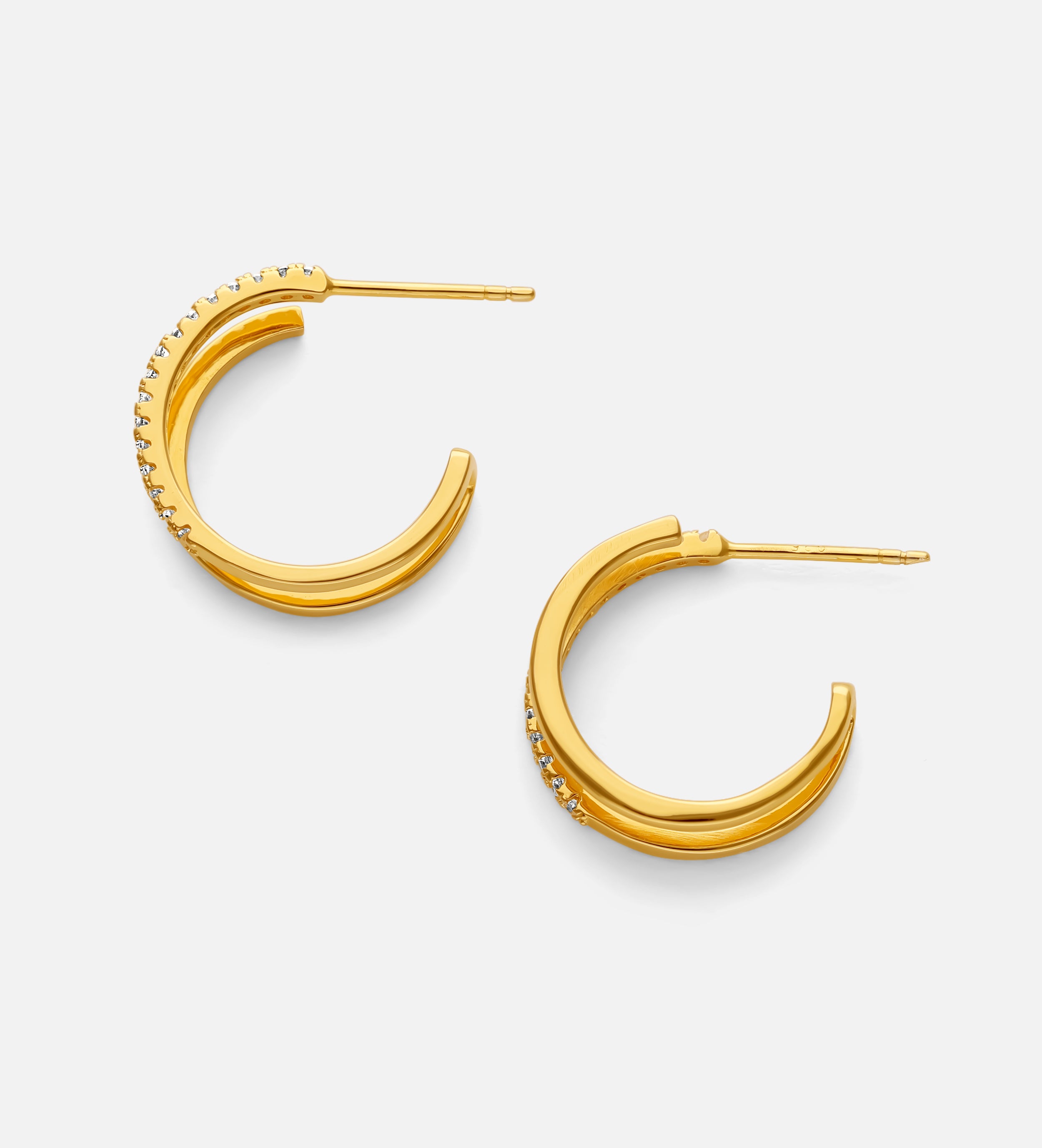 Double Huggie Earrings in Gold