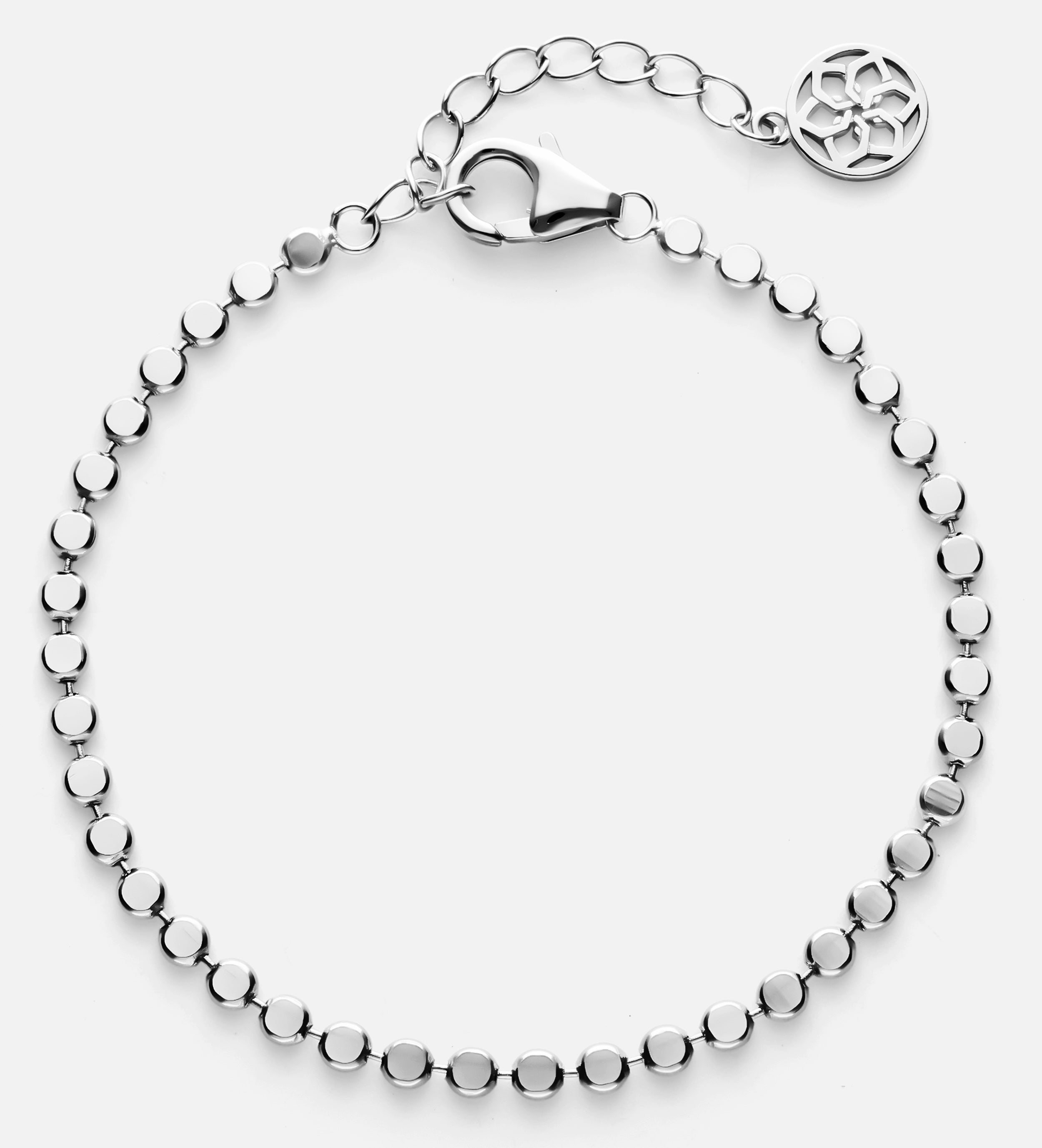 Flat Beaded Bracelet in Silver