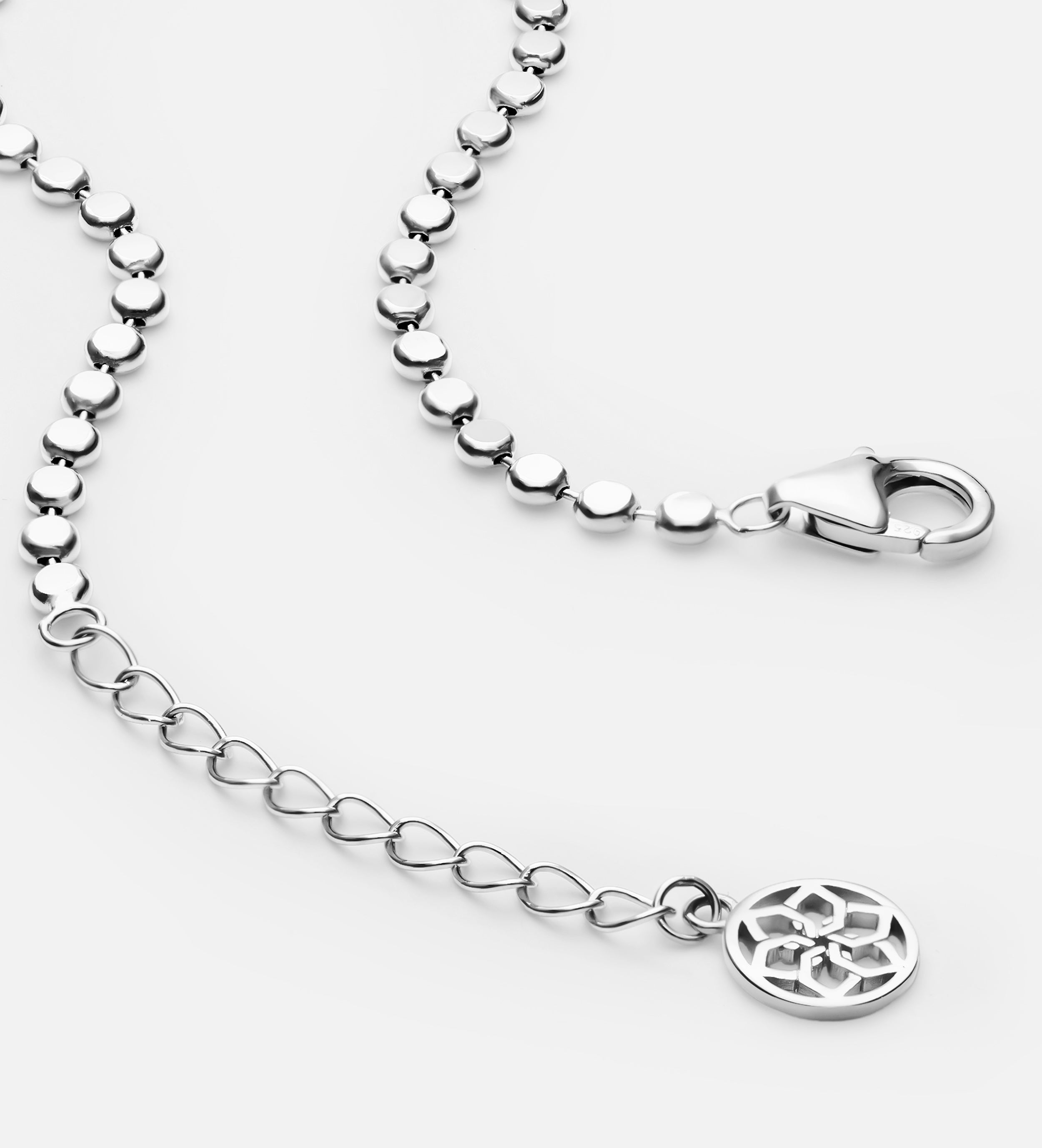 Flat Beaded Bracelet in Silver