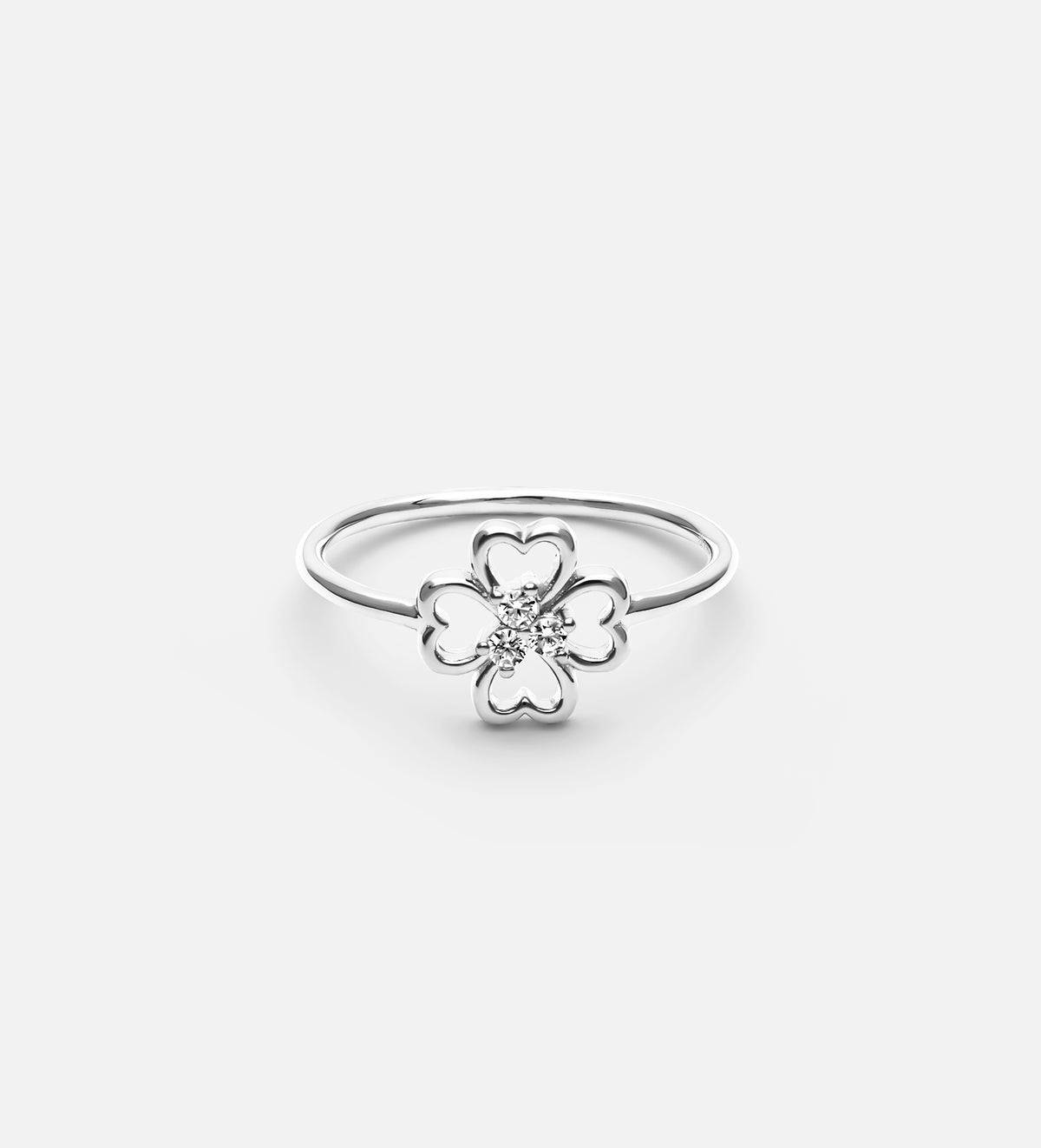 Lucky Clover Ring in Rhodium Plating on 925 Silver - Ash & Harry
