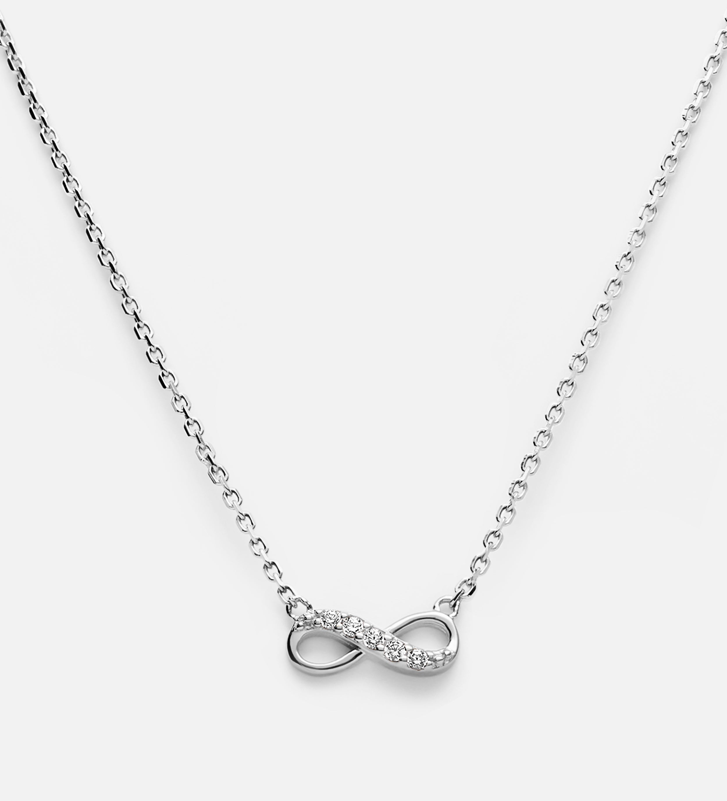 Mini Infinity Pave Necklace in Silver