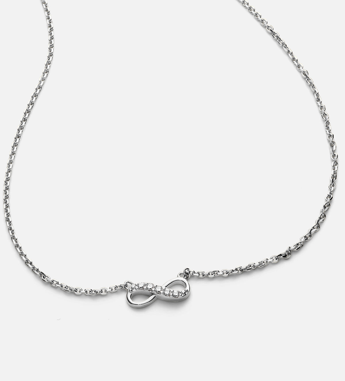 Mini Infinity Pave Necklace in Rhodium Plating on 925 Silver - Ash & Harry