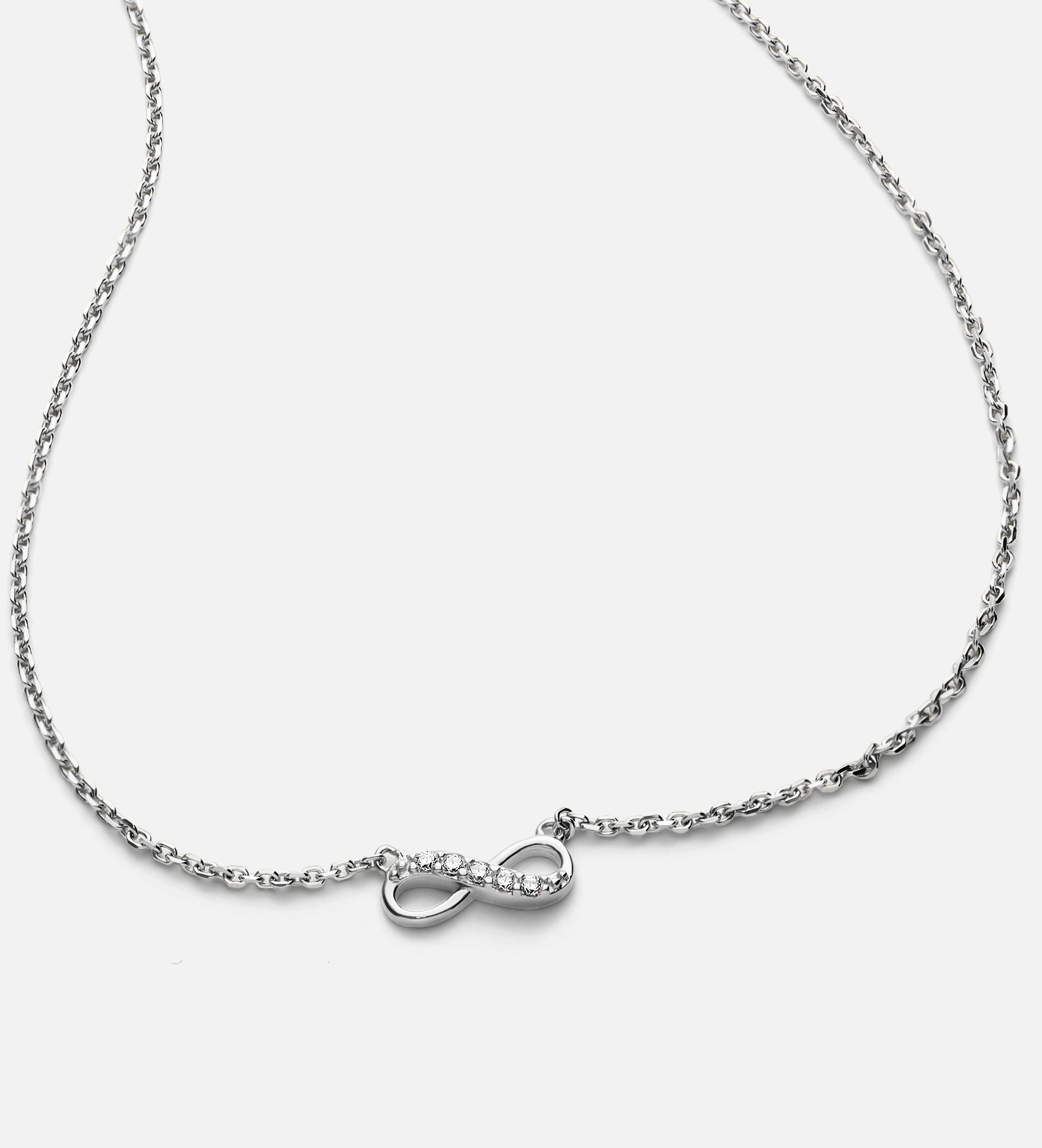 Mini Infinity Pave Necklace in Silver