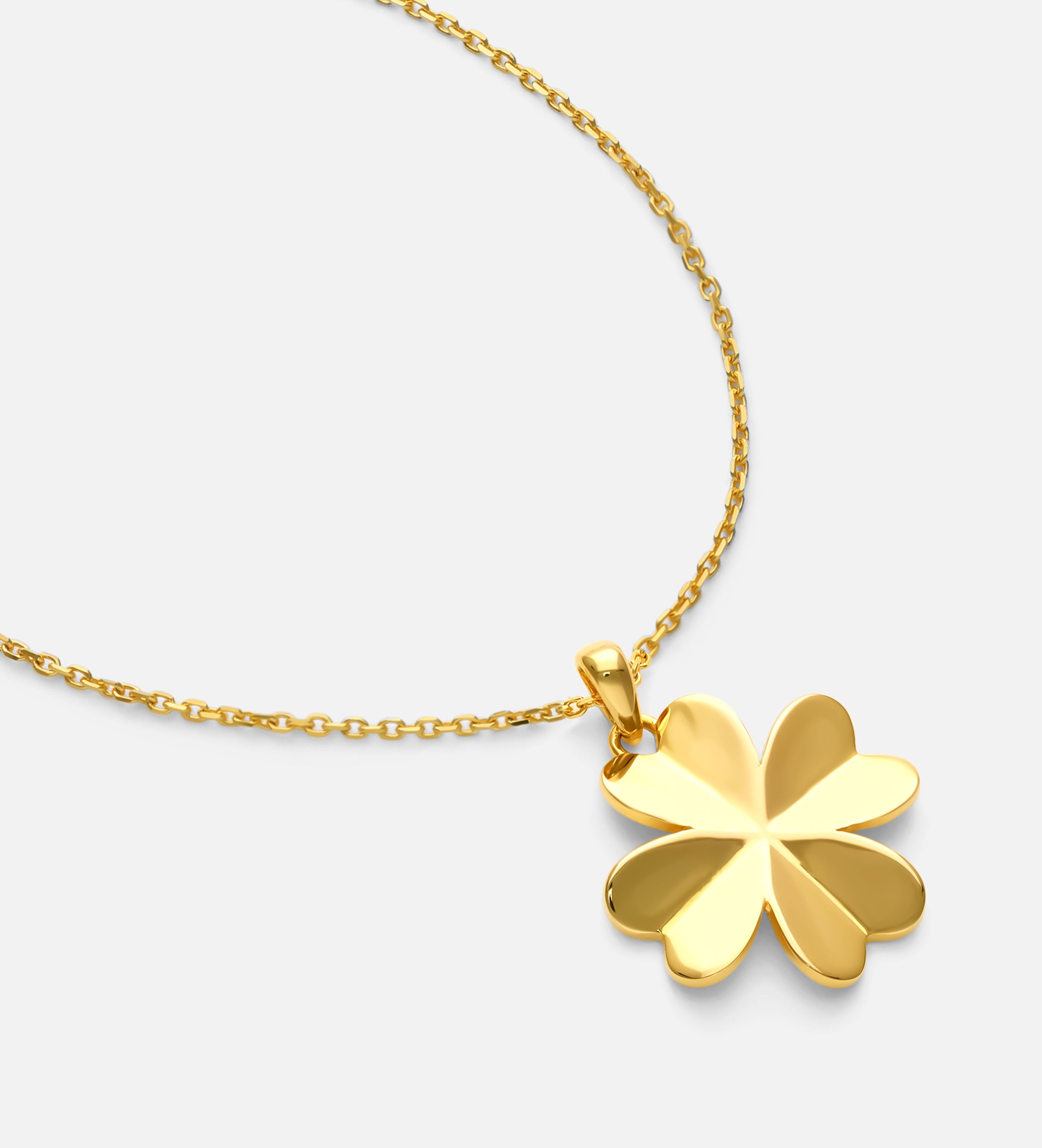 Origami Heart Clover Necklace in Gold