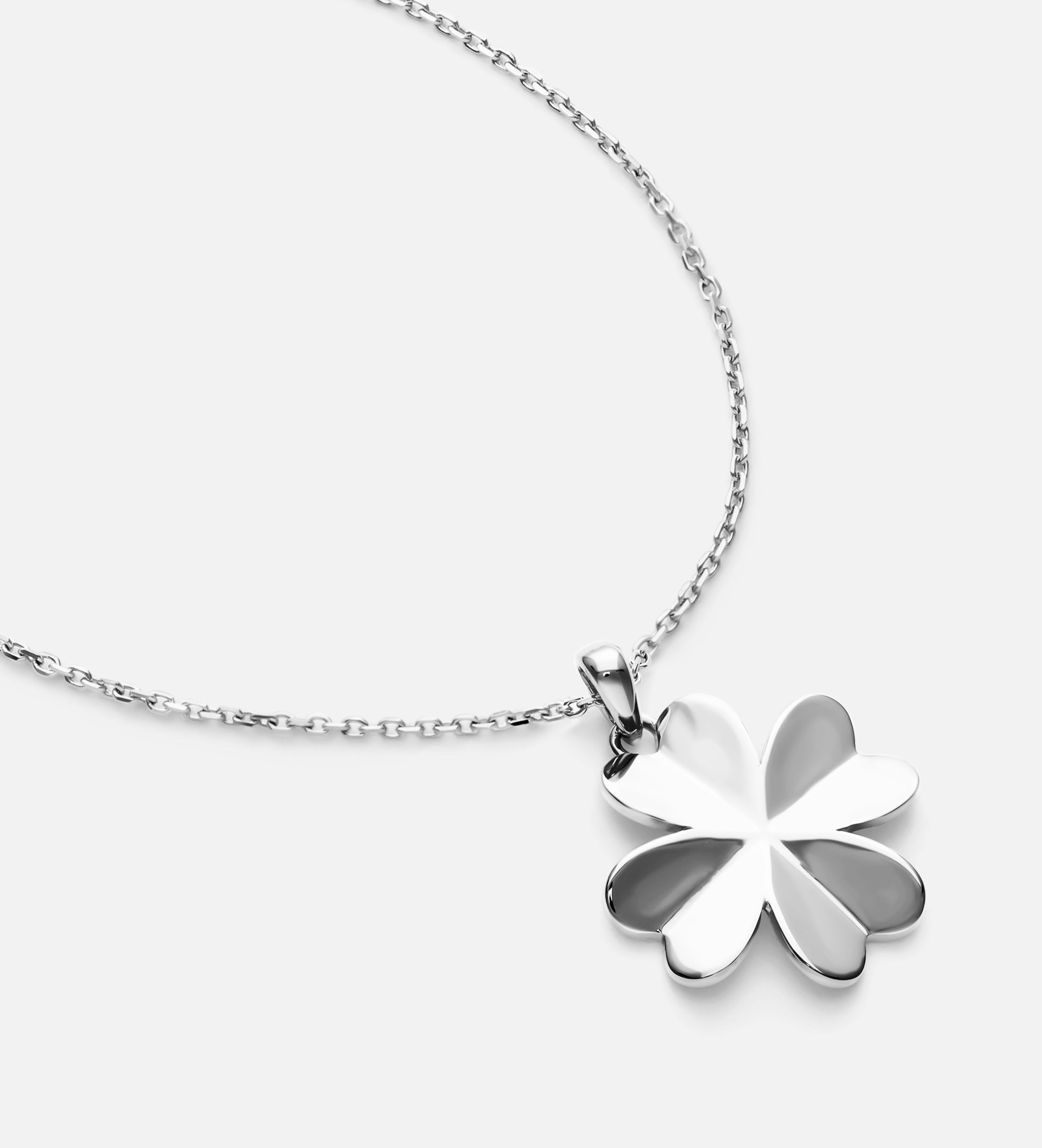 Origami Heart Clover Necklace in Silver