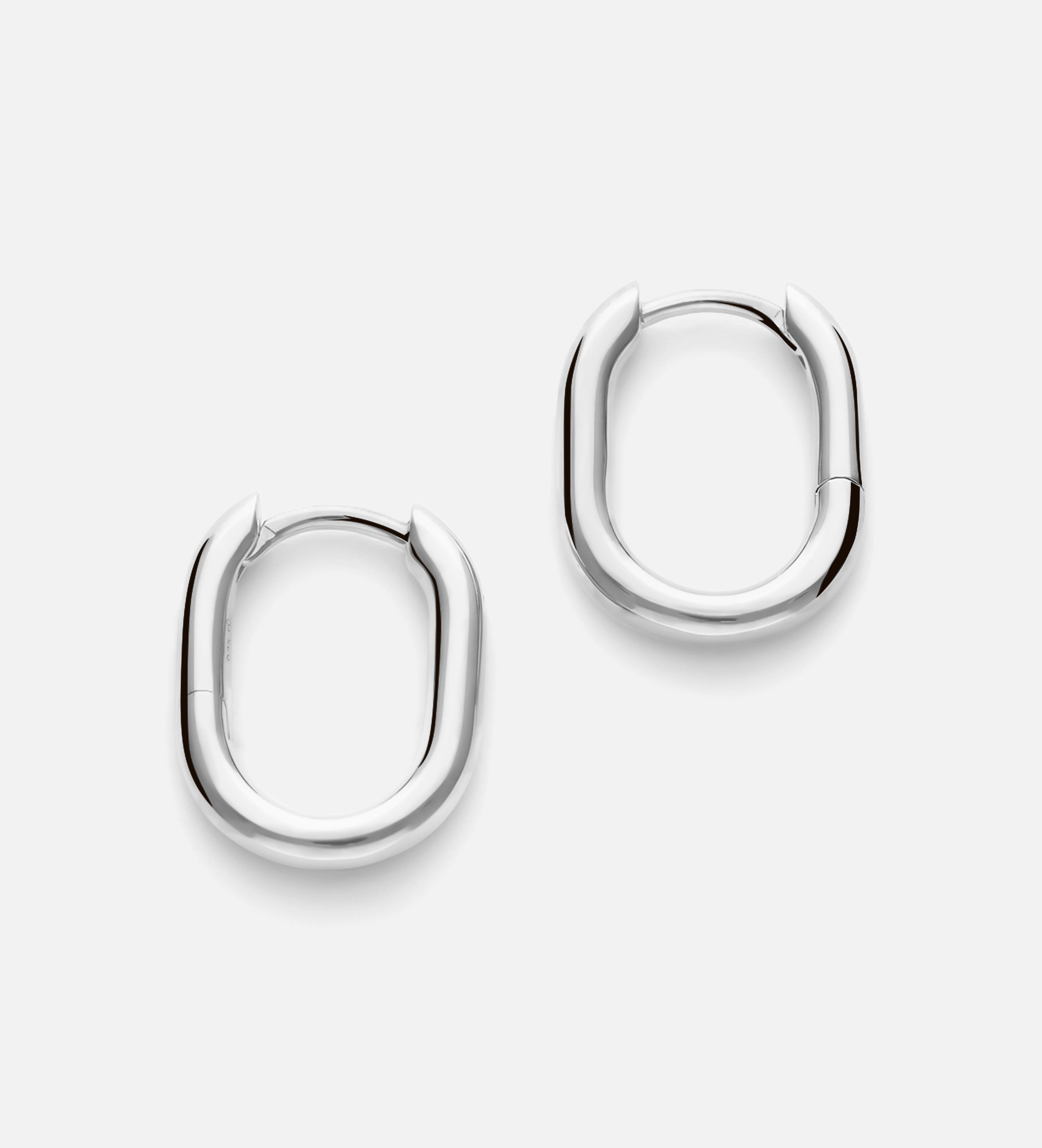 Oval Hanging Hoops in Silver