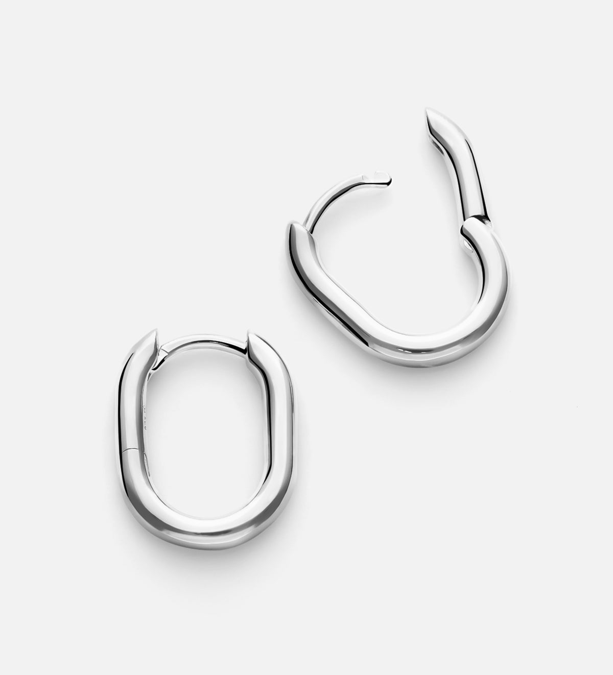 Oval Hanging Hoops in Rhodium Plating on 925 Silver - Ash & Harry