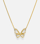 Pave Butterfly Silhouette Necklace in Gold