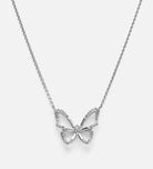 Pave Butterfly Silhouette Necklace in Silver