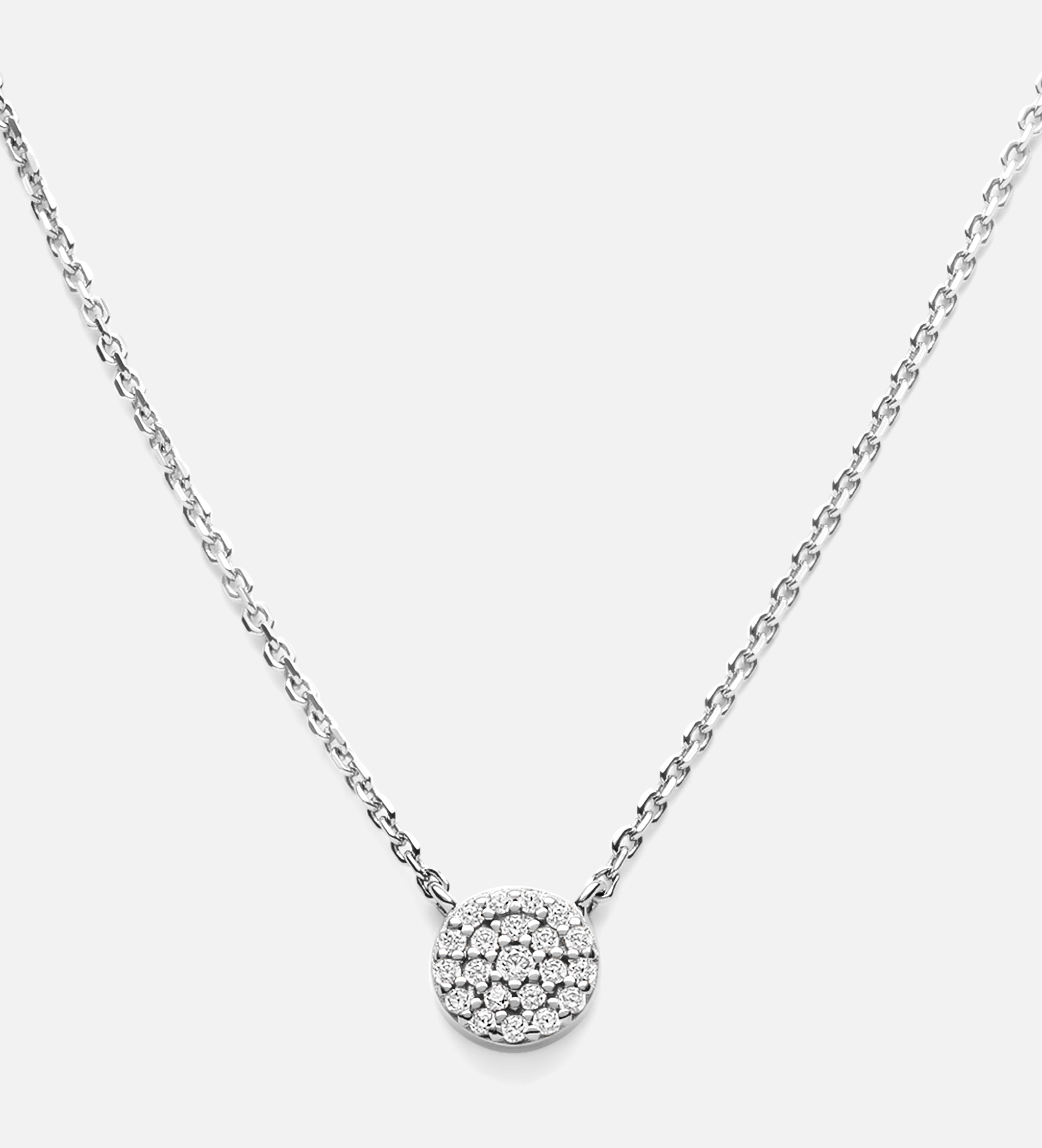 Round Pave Cluster Necklace in Silver