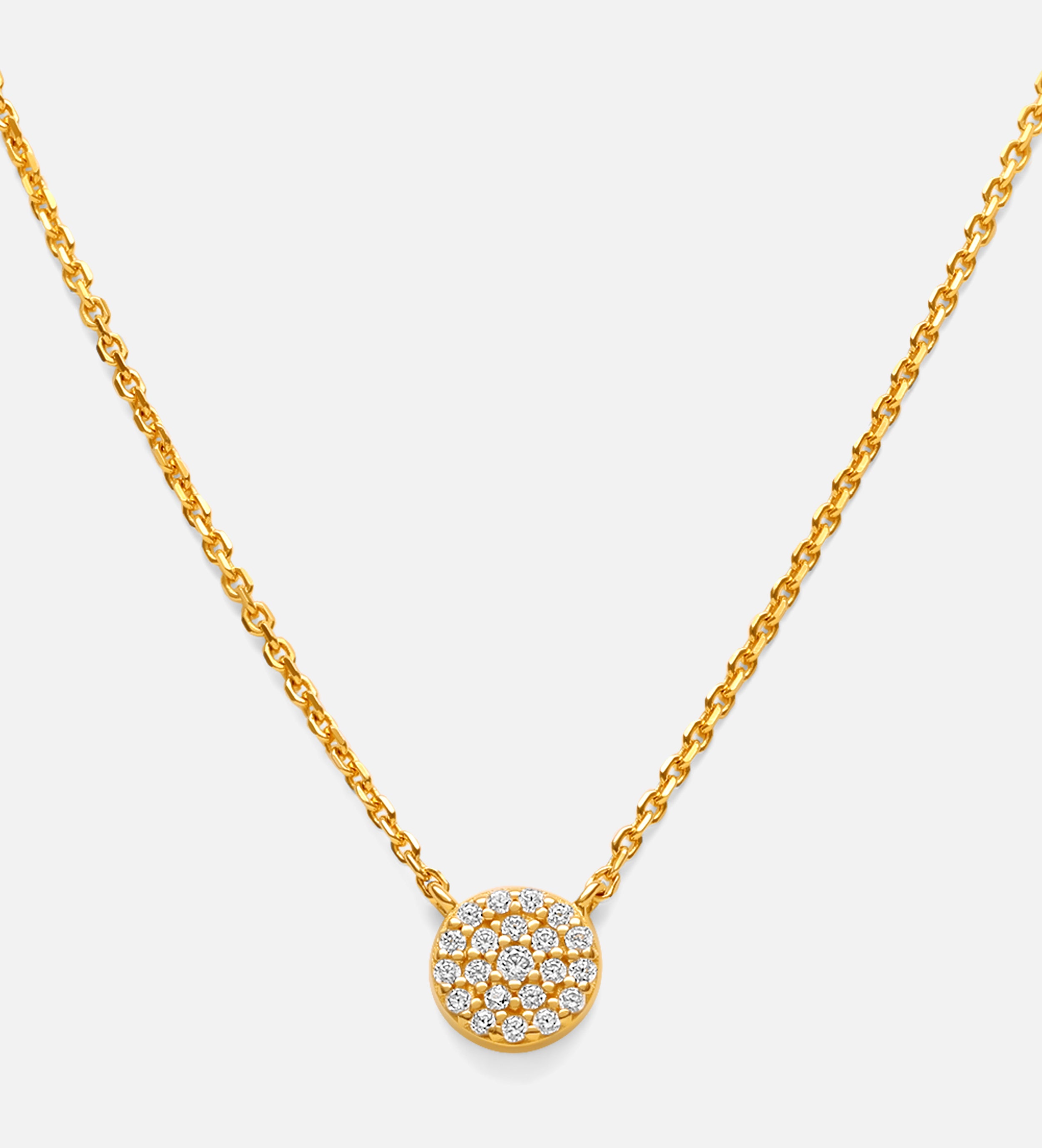 Round Pave Cluster Necklace in Gold