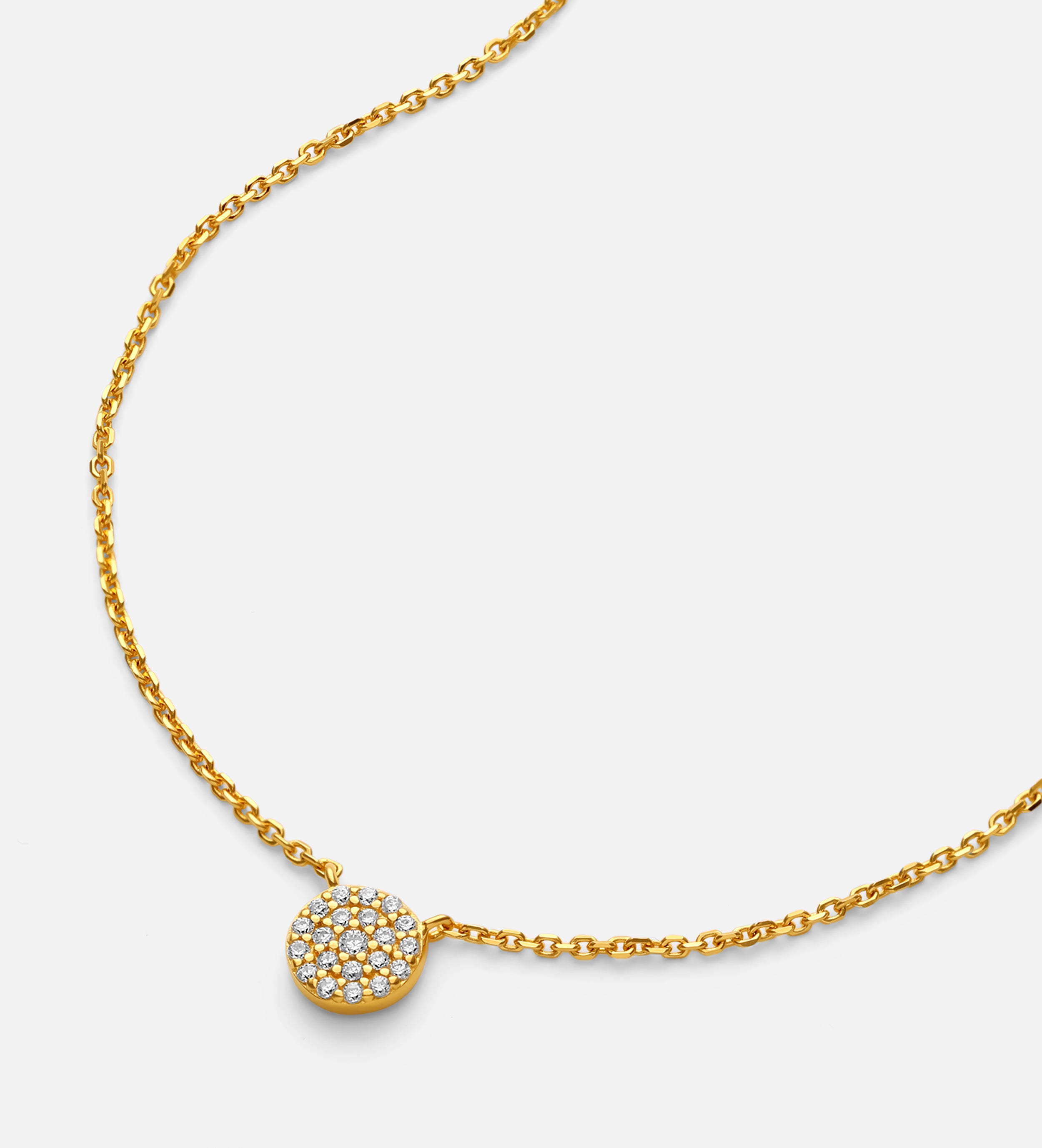 Round Pave Cluster Necklace in Gold