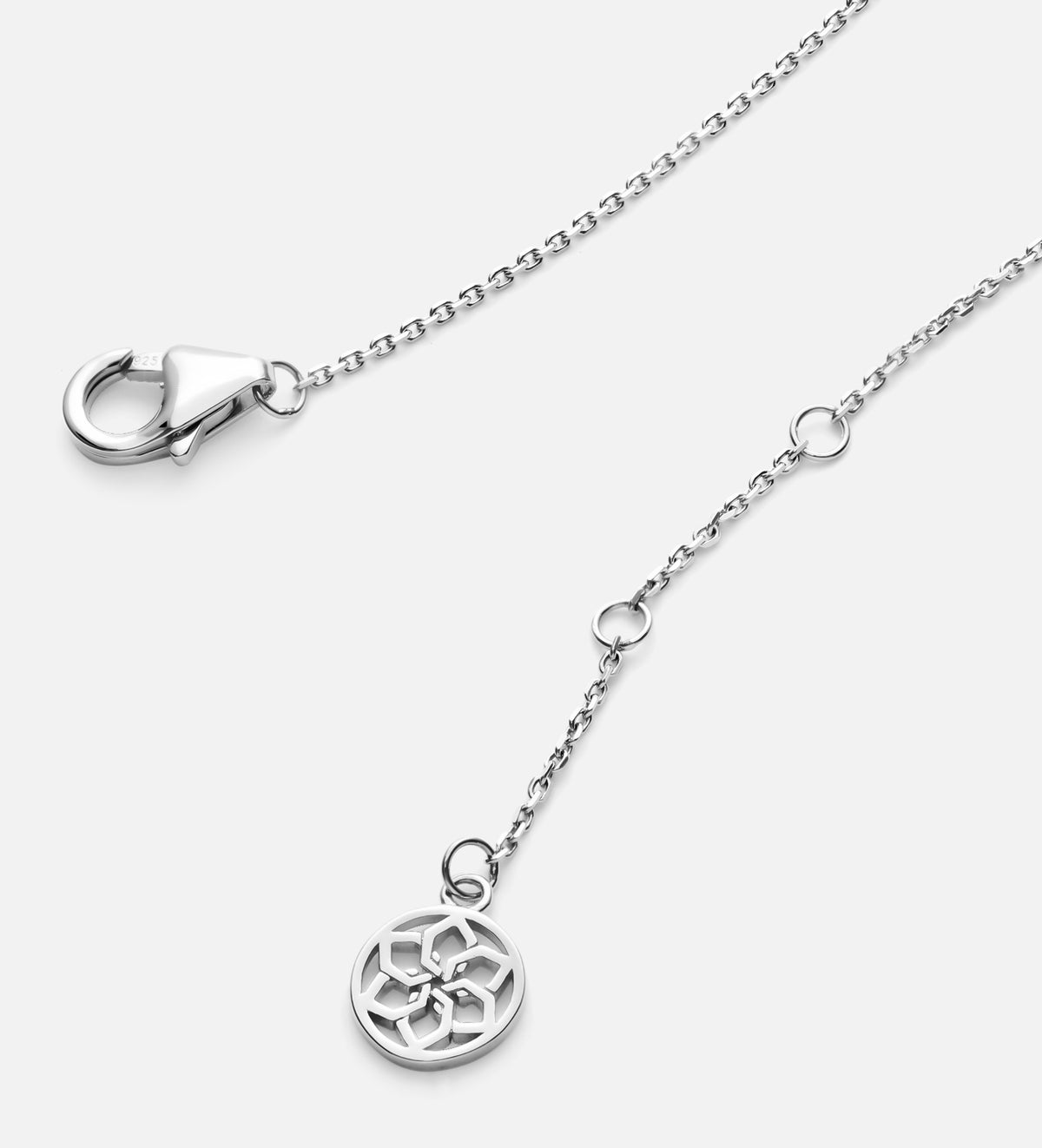 Round Pave Cluster Necklace in Rhodium Plating on 925 Silver - Ash & Harry