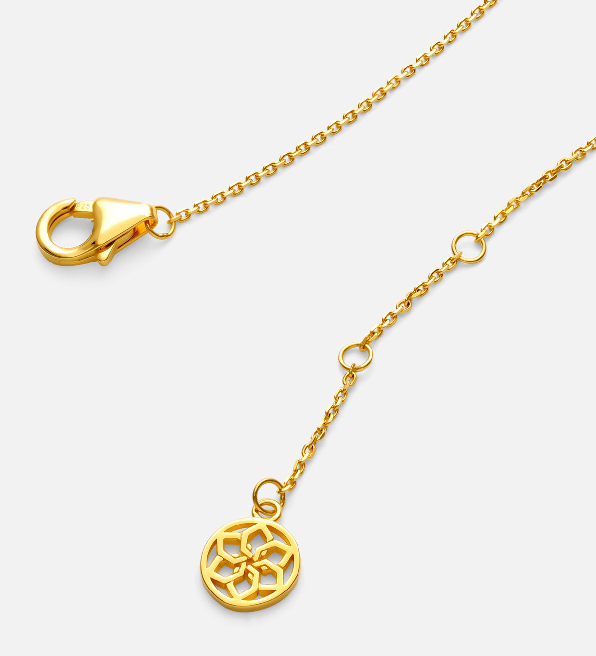 Round Pave Cluster Necklace in 18k Gold Plating on 925 Silver - Ash & Harry