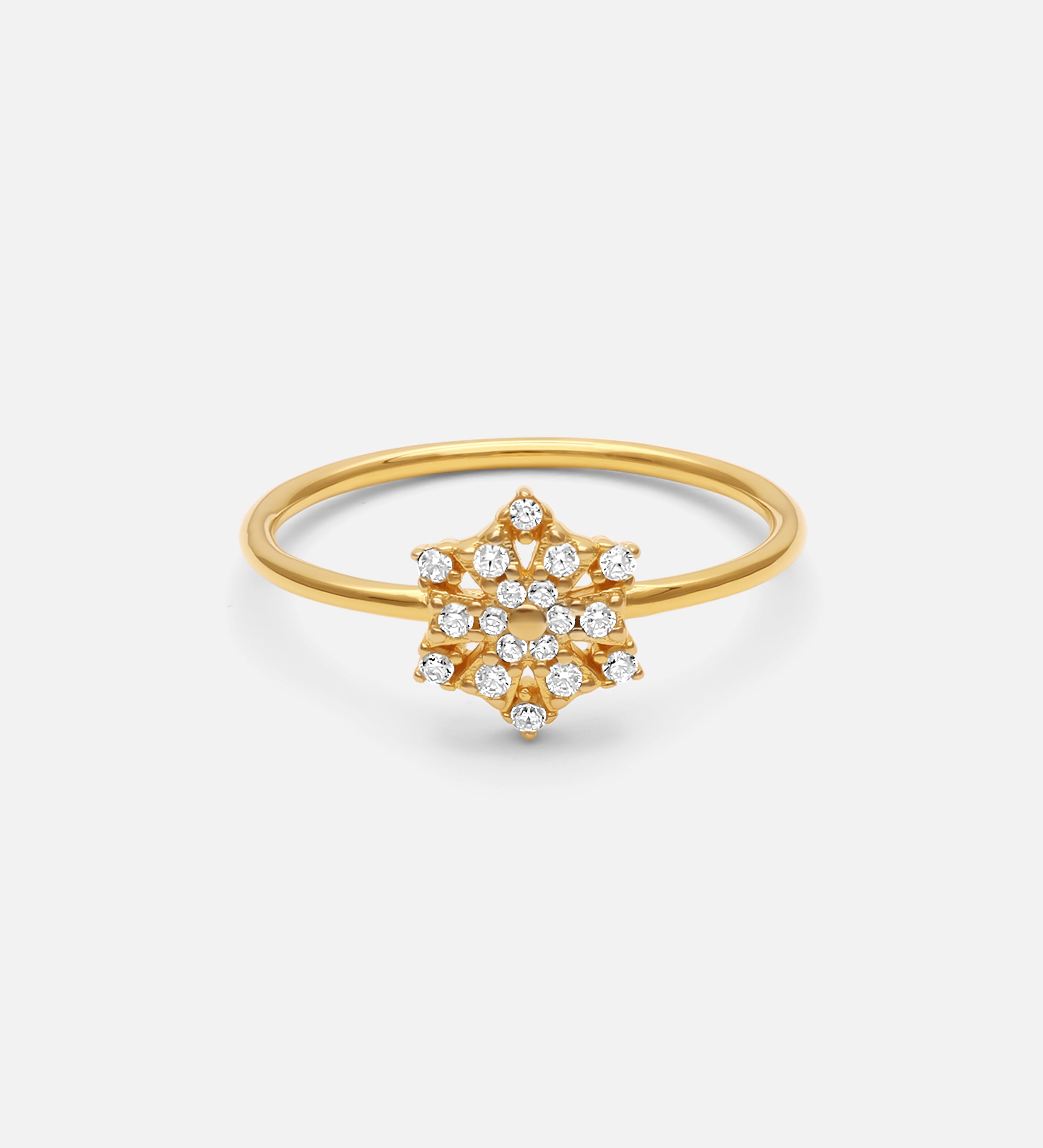Pave Flower Ring in Gold