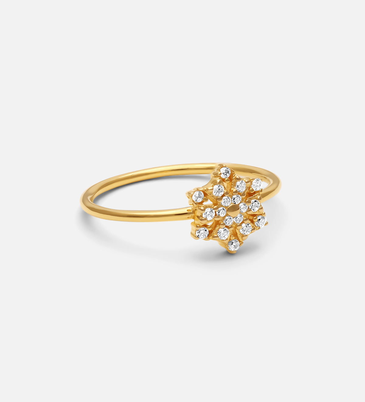 Pave Flower Ring in 18k Gold Plating on 925 Silver - Ash & Harry