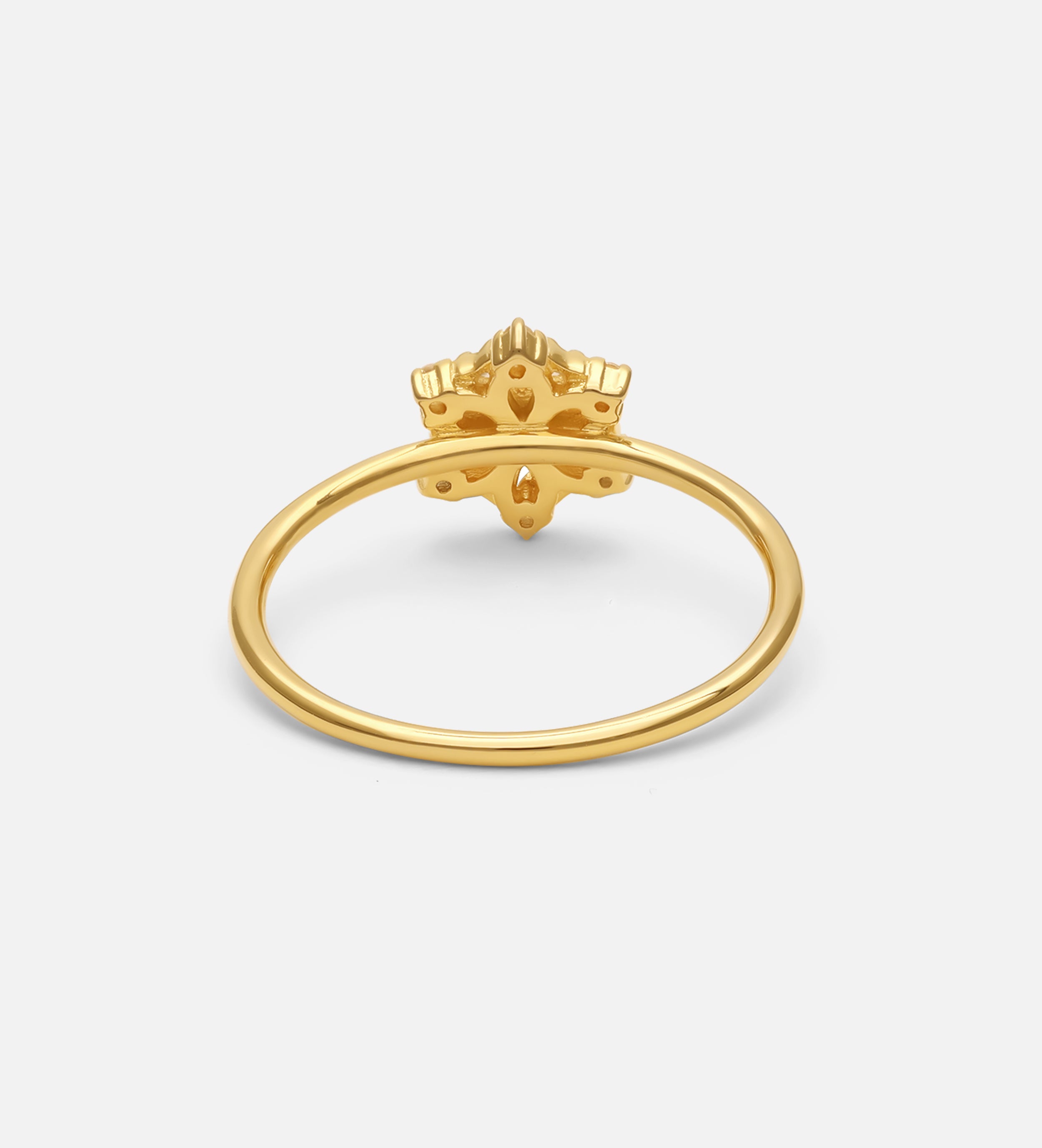 Pave Flower Ring in Gold