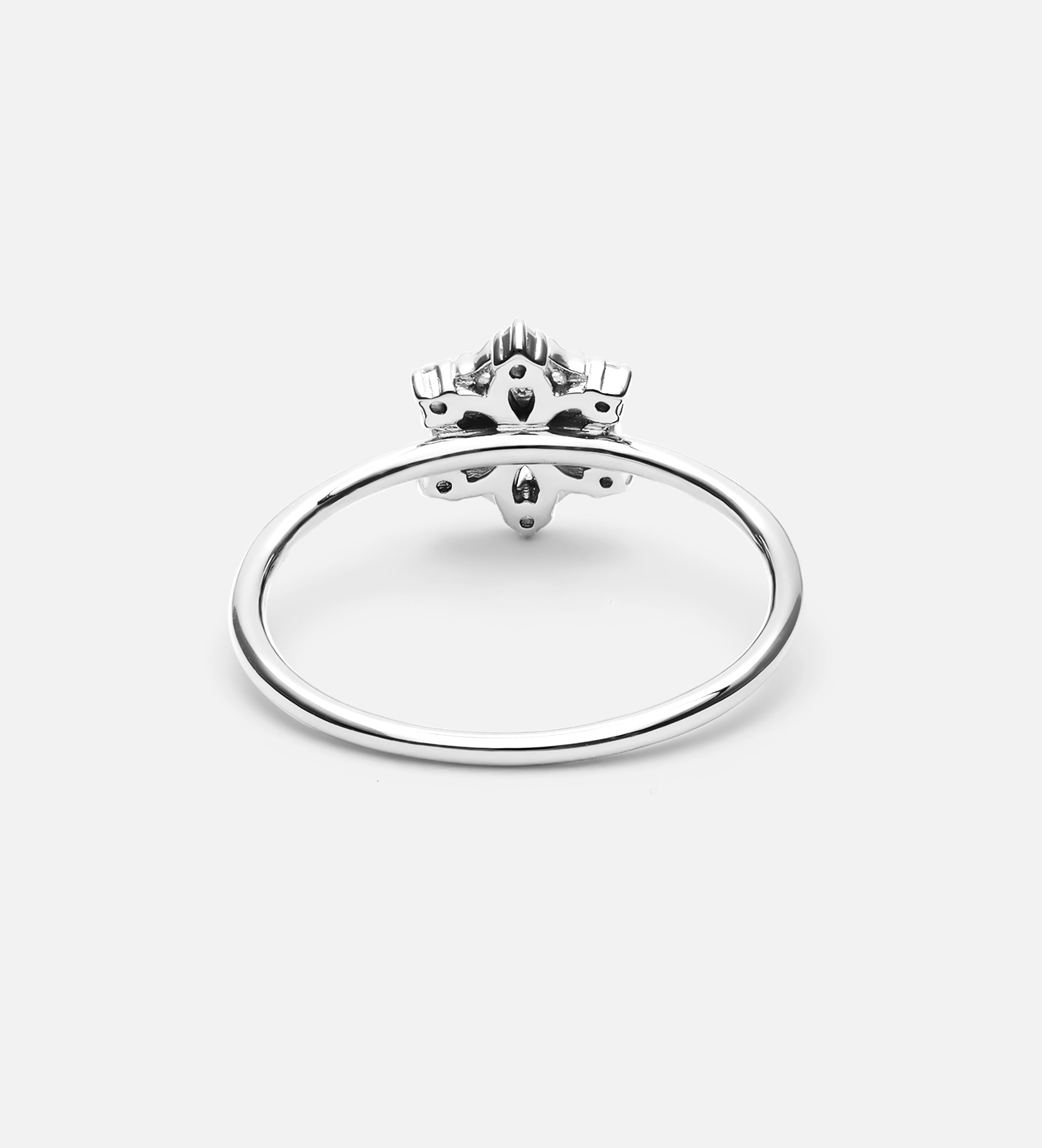 Pave Flower Ring in Silver