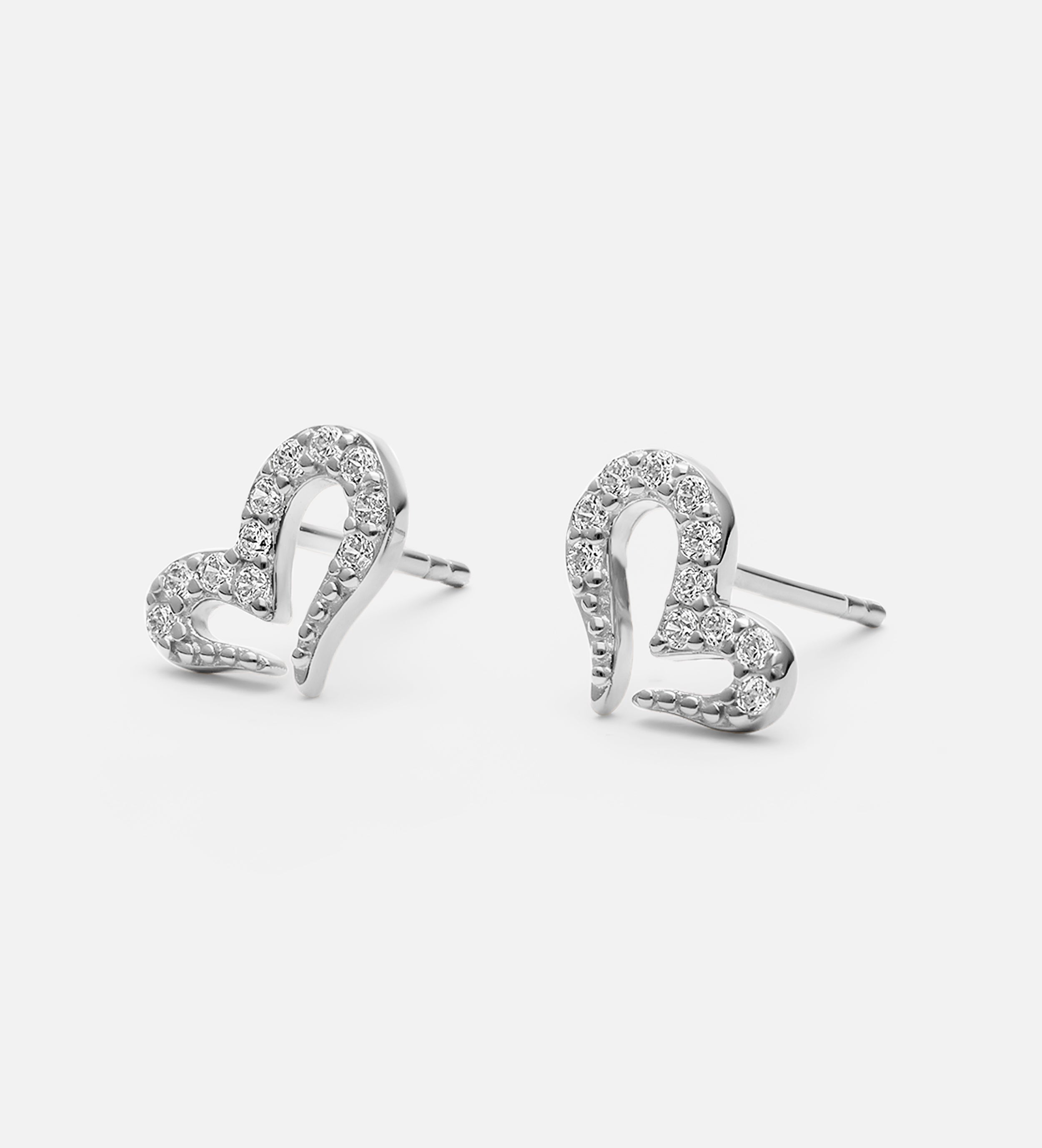 Pave Heart Earrings in Silver