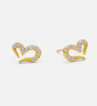 Pave Heart Earrings in Gold