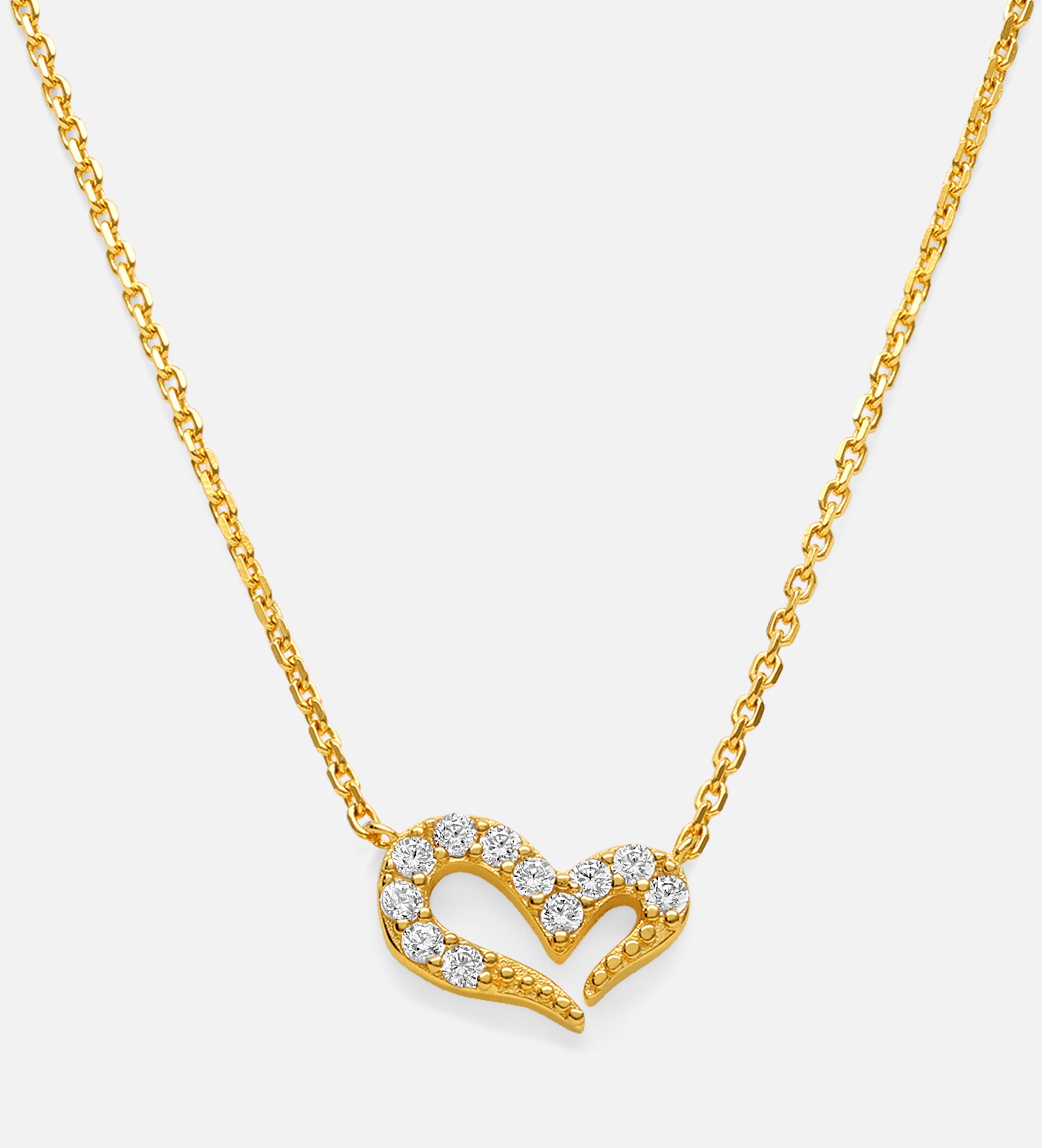 Pave Heart Silhouette Necklace in Gold