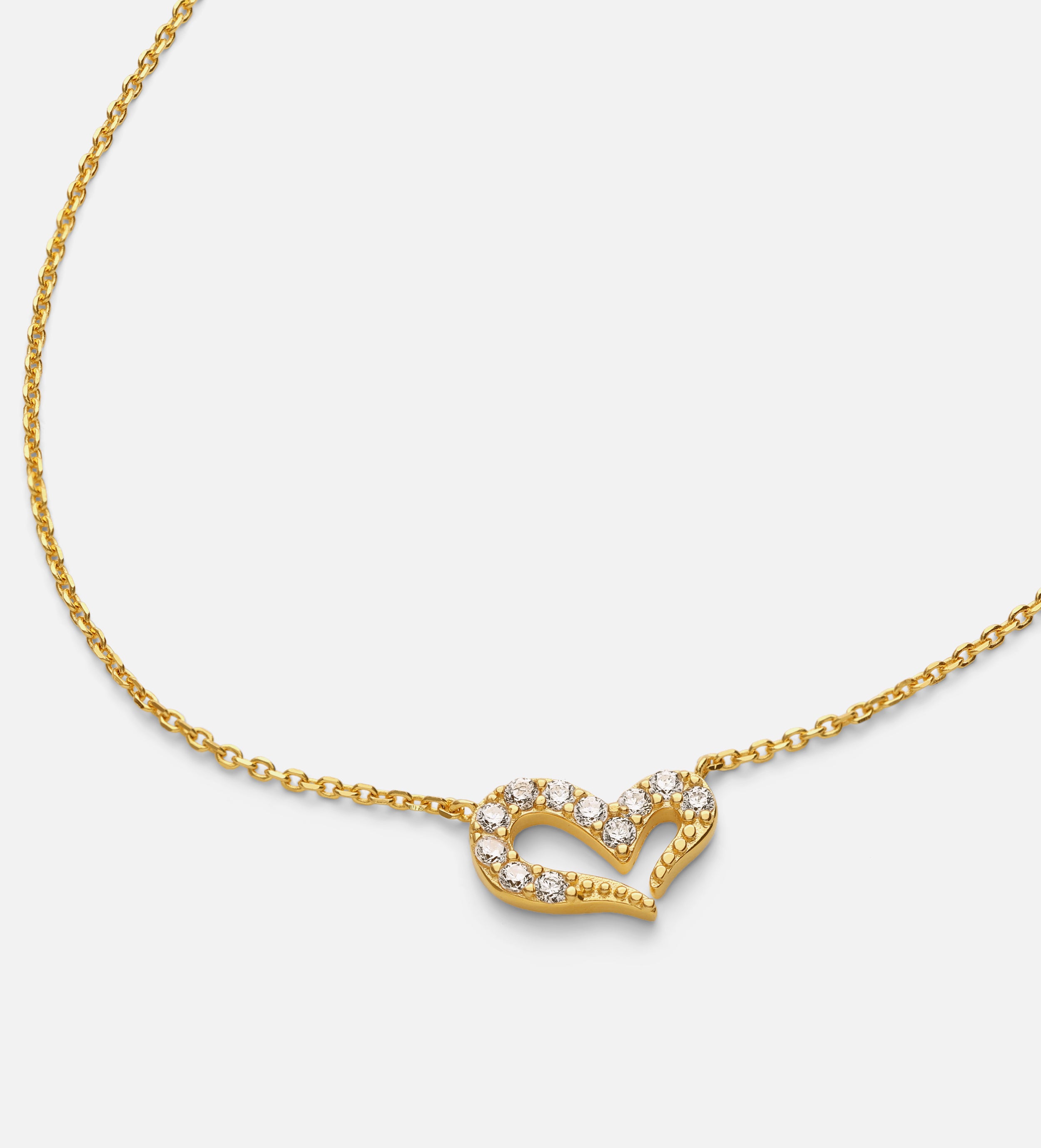 Pave Heart Silhouette Necklace in Gold