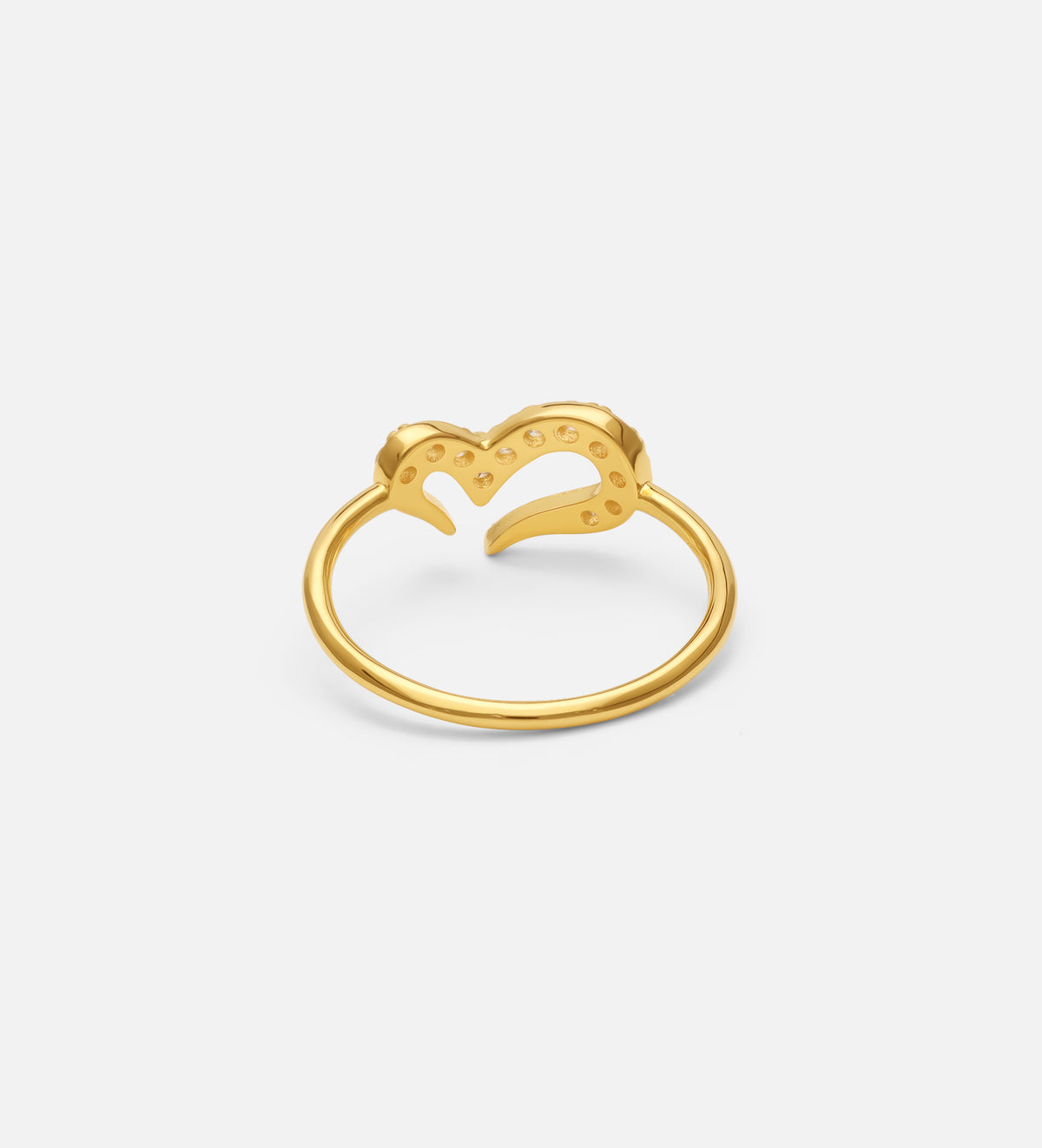 Pave Heart Silhouette Ring in 18k Gold Plating on 925 Silver - Ash & Harry