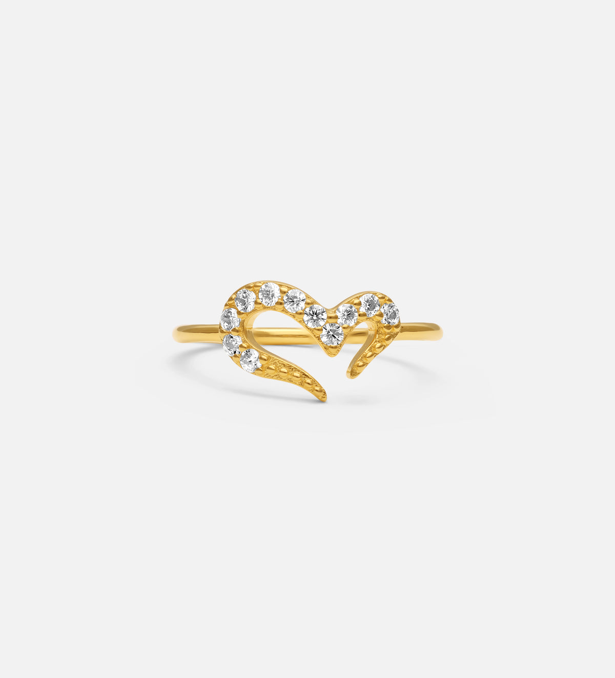 Pave Heart Silhouette Ring in 18k Gold Plating on 925 Silver - Ash & Harry