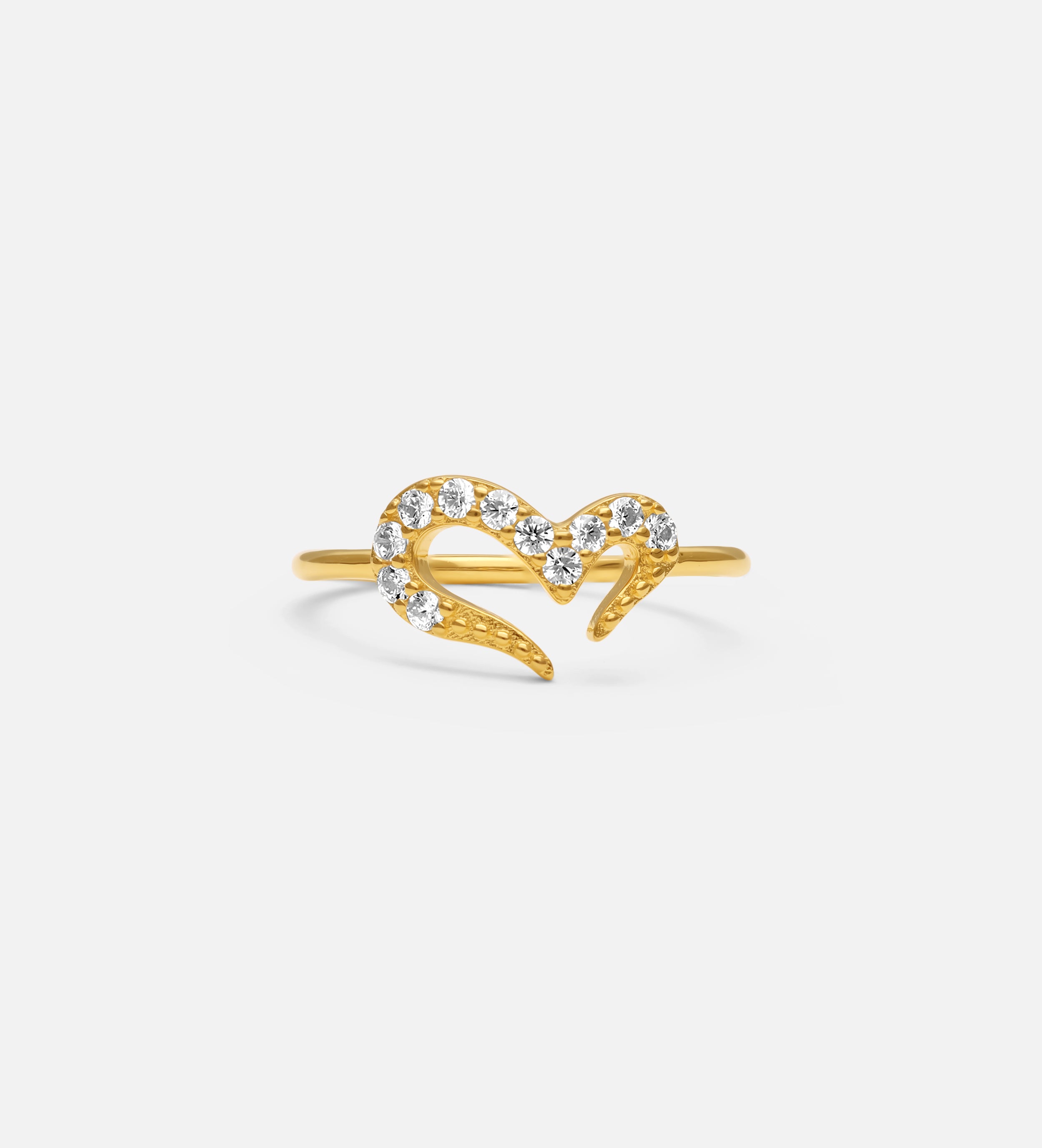 Pave Heart Silhouette Ring in Gold
