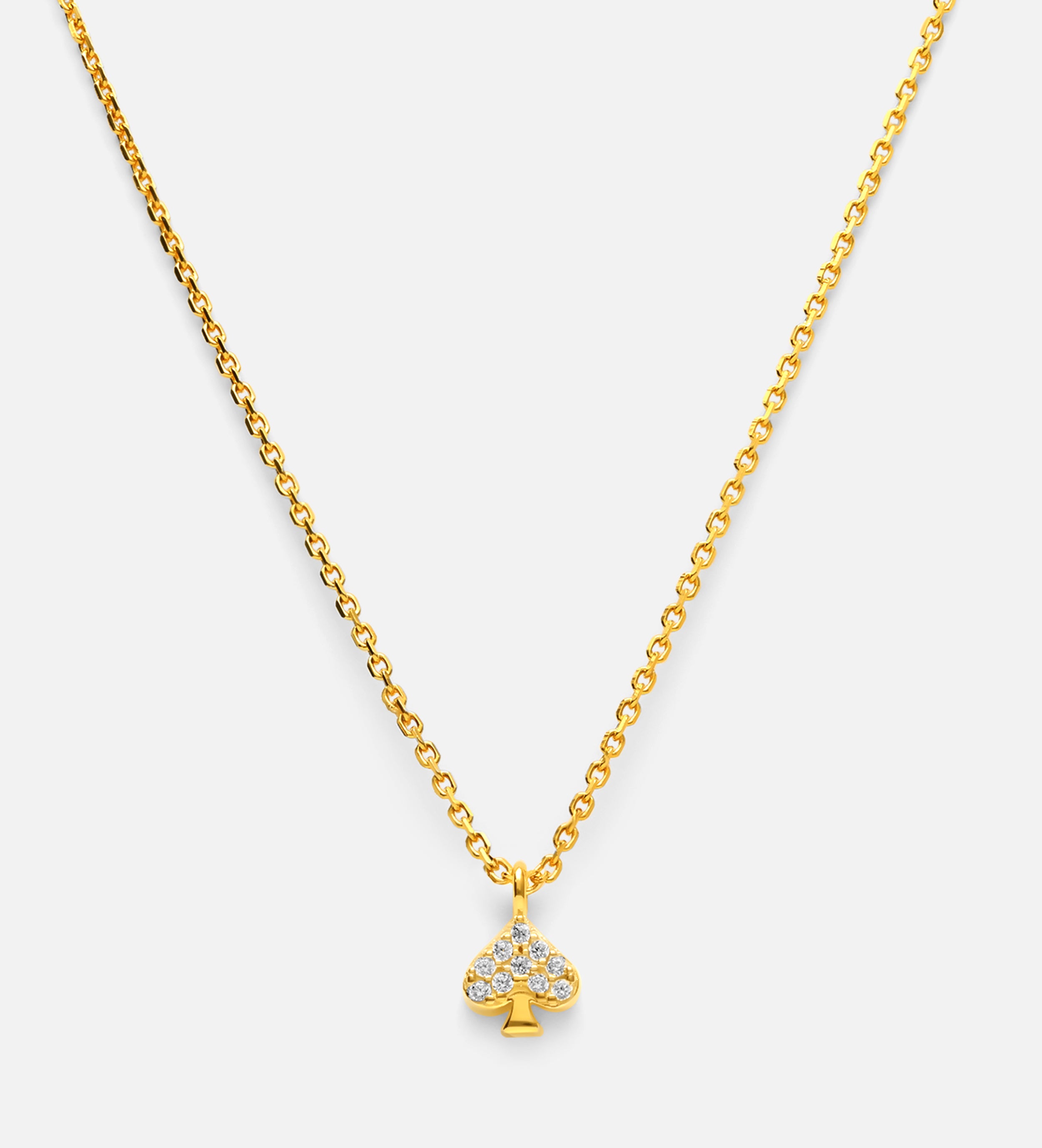 Pave Spade Necklace in Gold