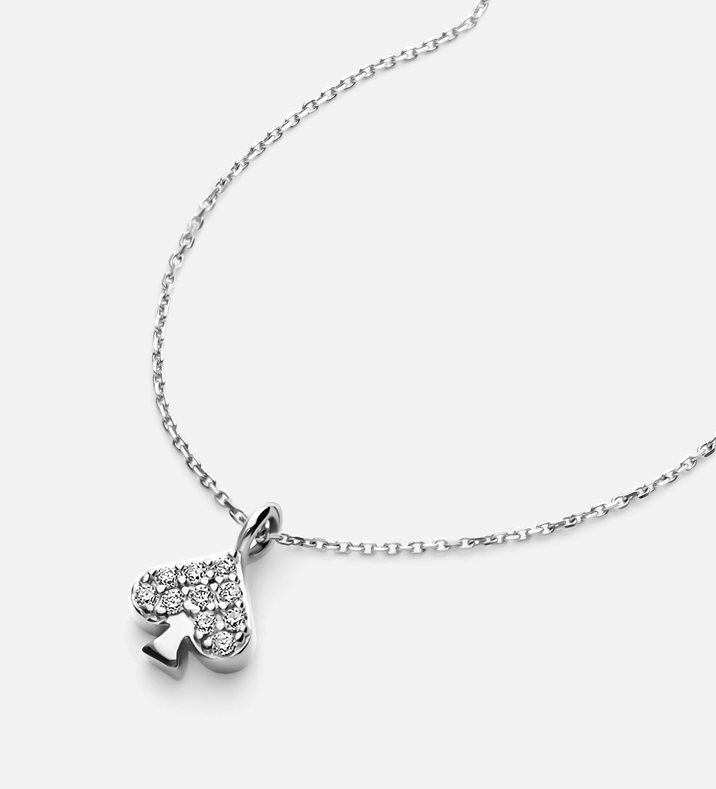 Pave Spade Necklace in Silver