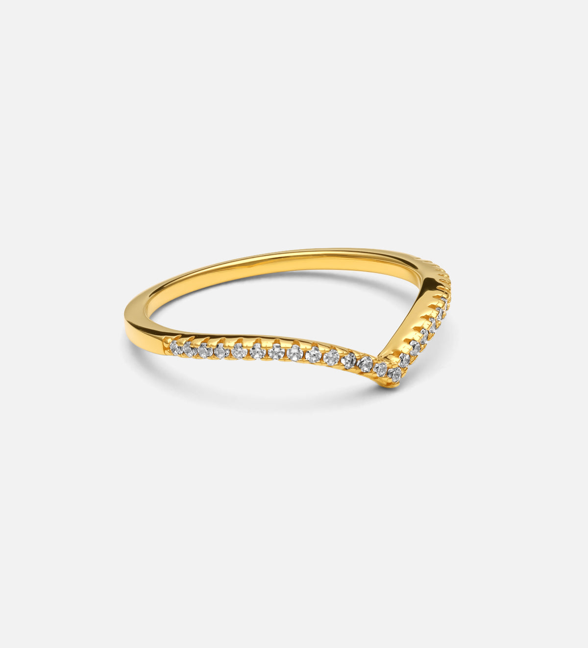 Pave Wishbone Ring in 18k Gold Plating on 925 Silver - Ash & Harry