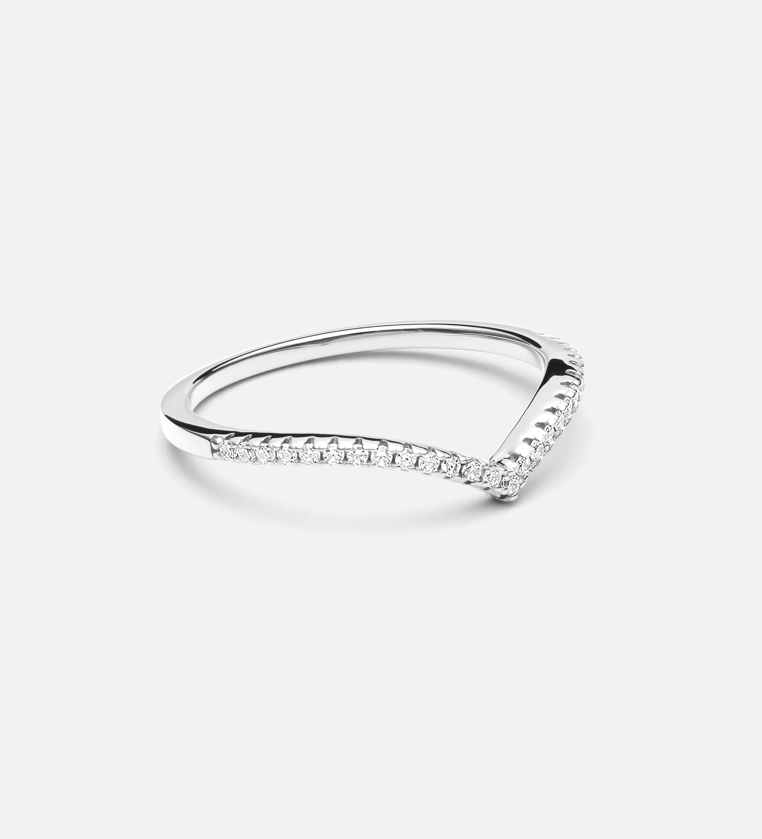 Pave Wishbone Ring in Silver