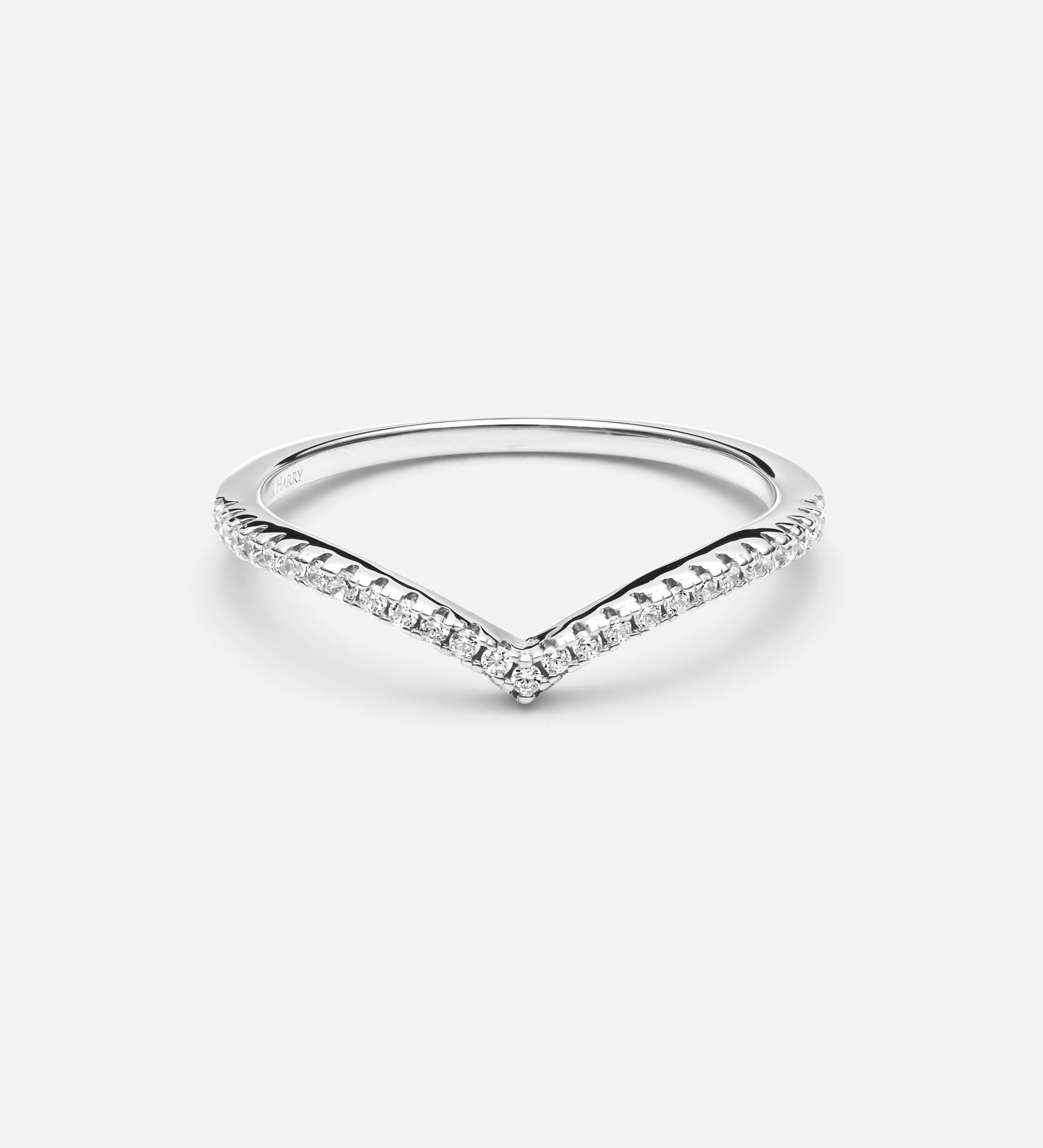 Pave Wishbone Ring in Silver