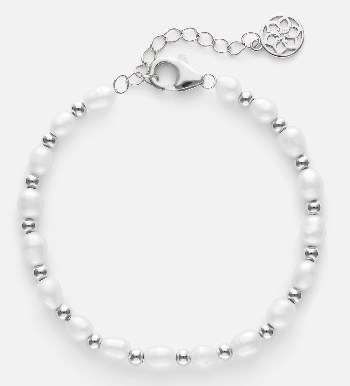 Pearl Beaded Bracelet in Rhodium Plating on 925 Silver - Ash & Harry