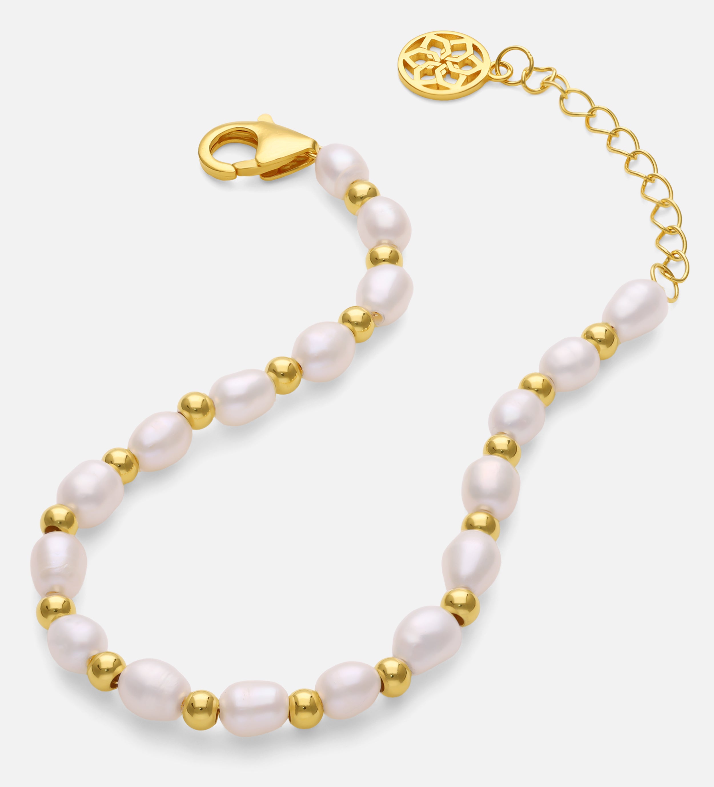Pearl Beaded Bracelet in Gold