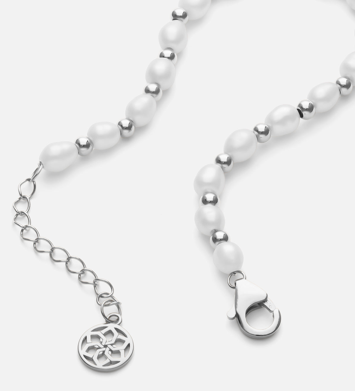 Pearl Beaded Bracelet in Rhodium Plating on 925 Silver - Ash & Harry
