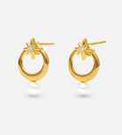 Pearl Drop Starburst Earrings in Gold